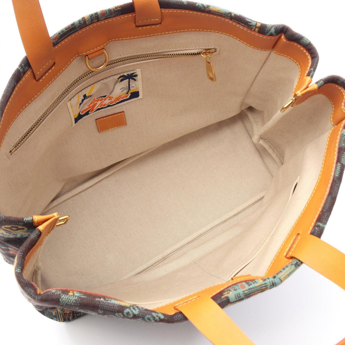 Louis Vuitton Blue Green Navy Yellow Canvas Handbag Tote Bag (Pre-Owned)