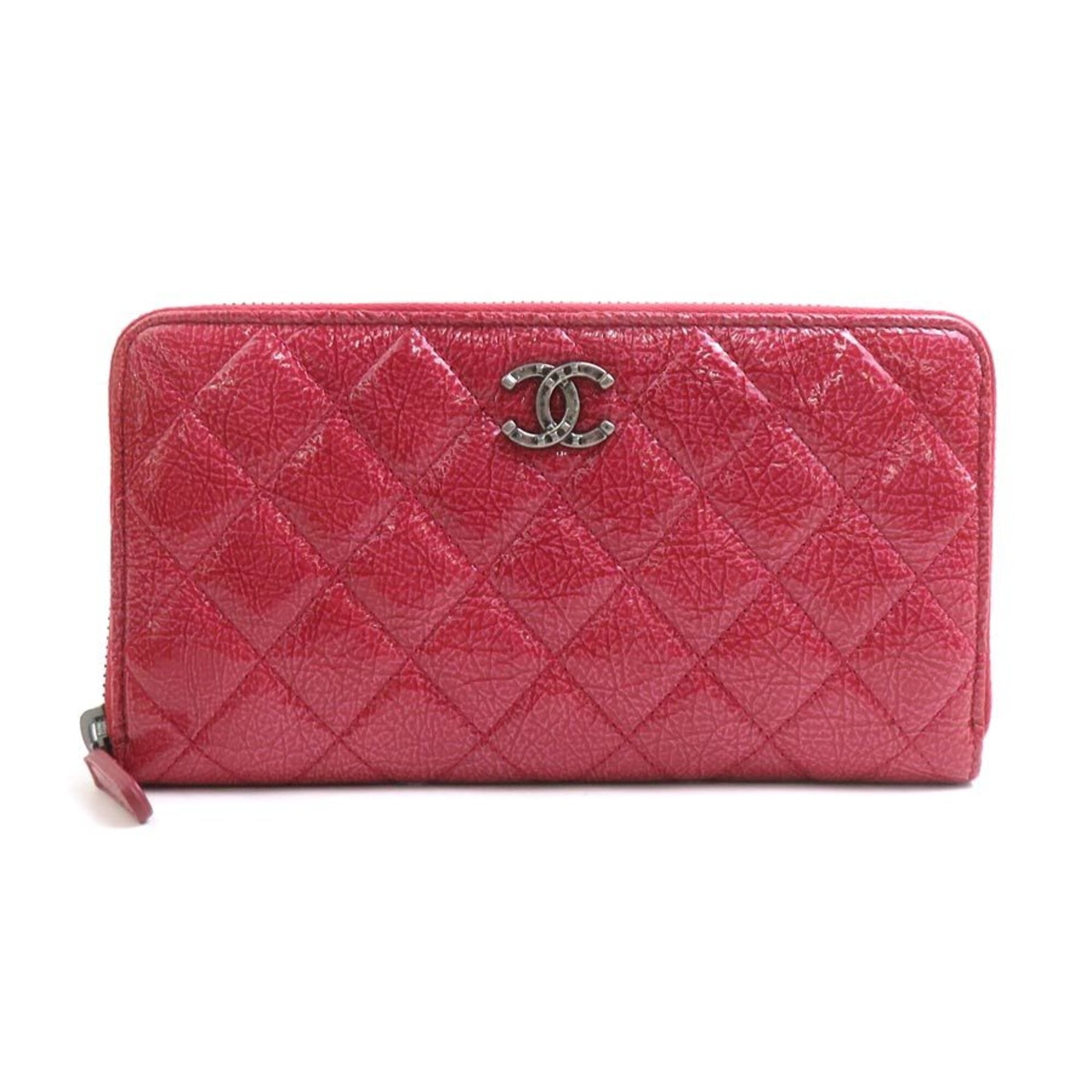 Chanel Pink Patent Leather Long Wallet (Bi-Fold) (Pre-Owned)