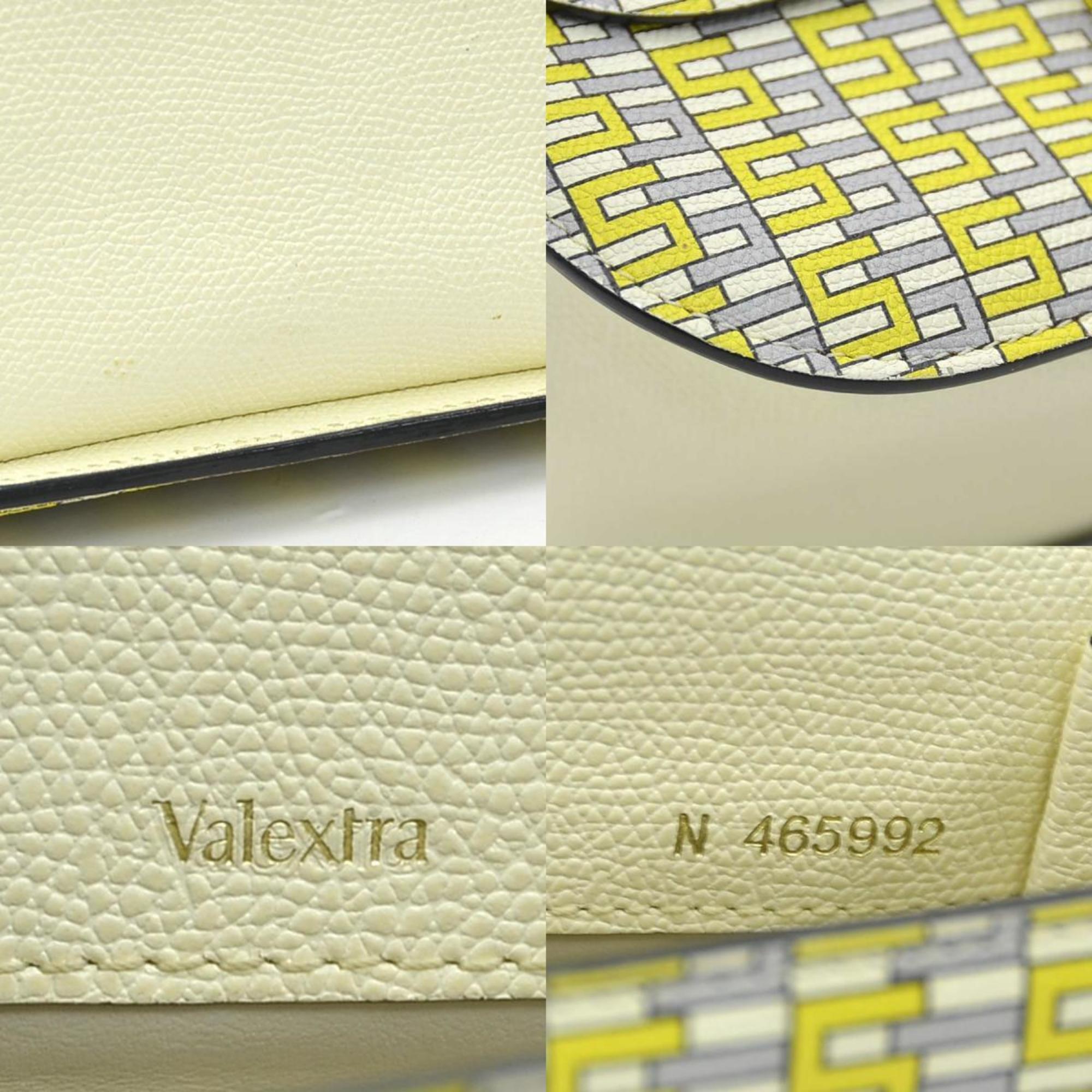 Valextra Gray Ivory Yellow Leather Handbag Shoulder Bag (Pre-Owned)