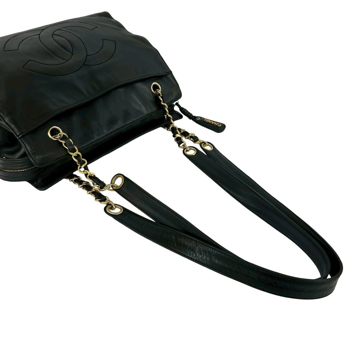 Chanel Black Leather Shoulder Bag Tote Bag (Pre-Owned)