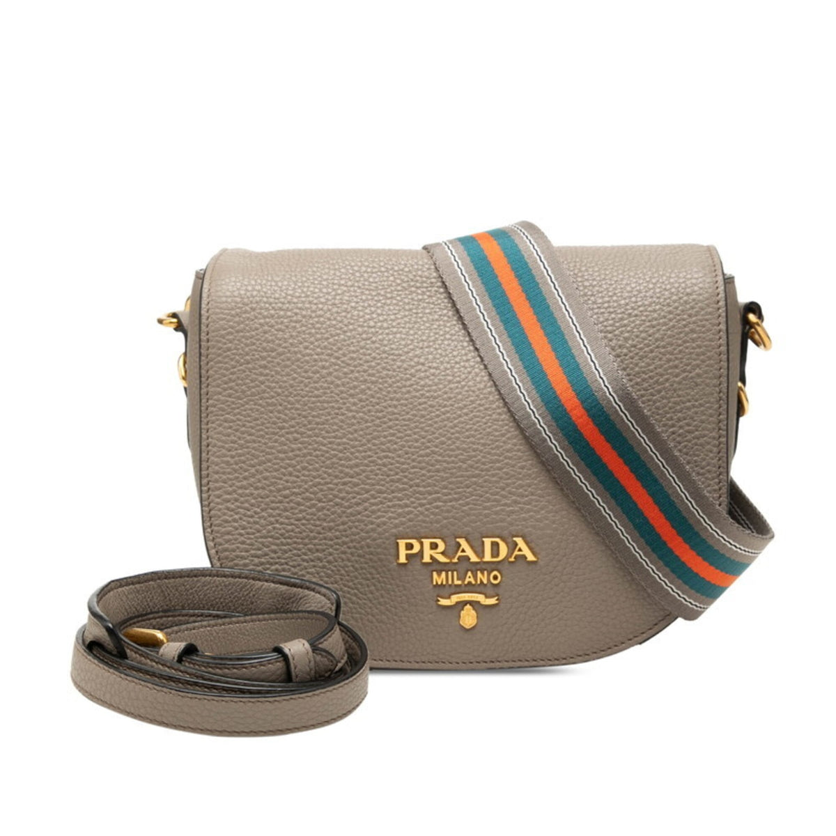Prada Grayish Leather Shoulder Bag (Pre-Owned)