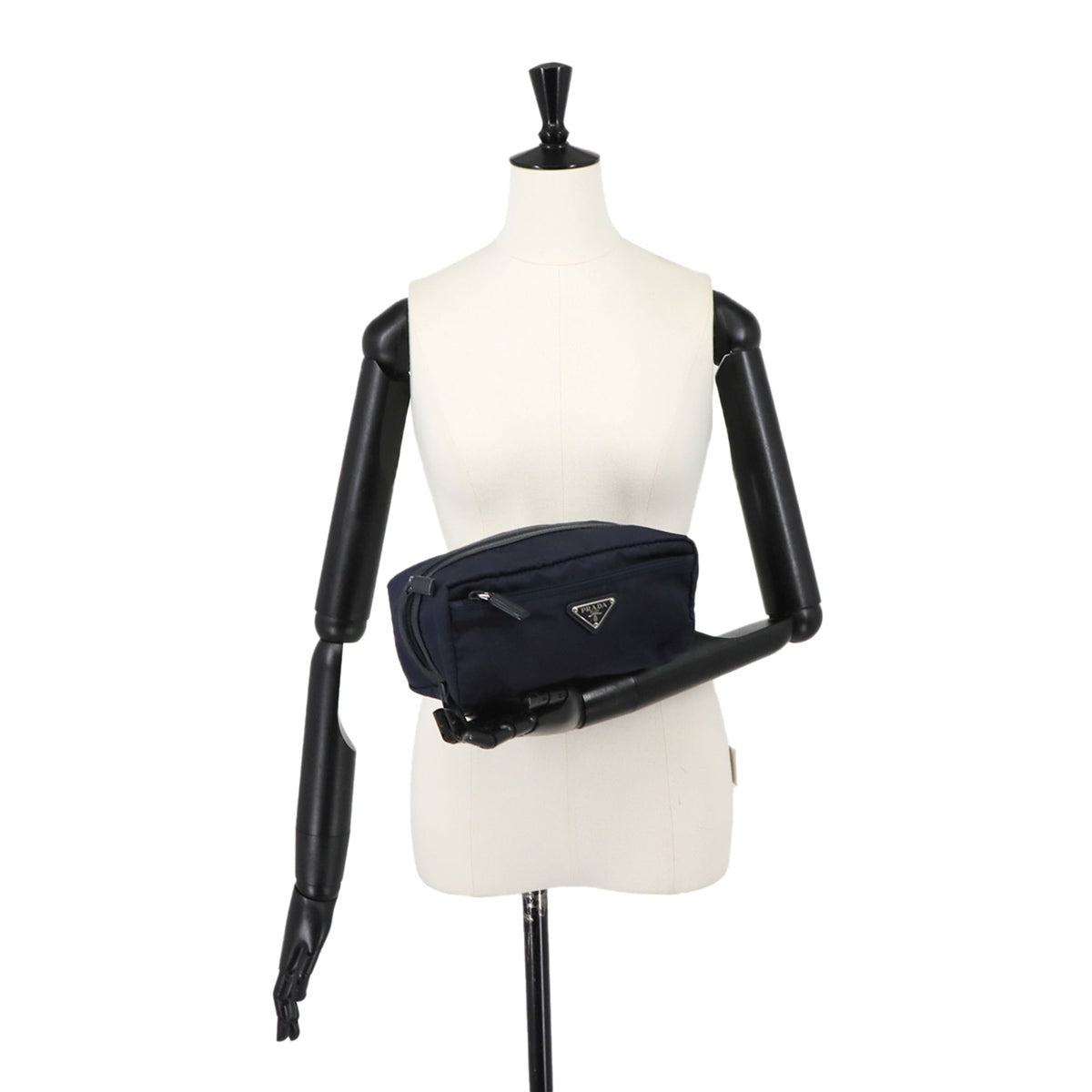 Prada Navy Nylon Leather Handbag Pouch (Pre-Owned)