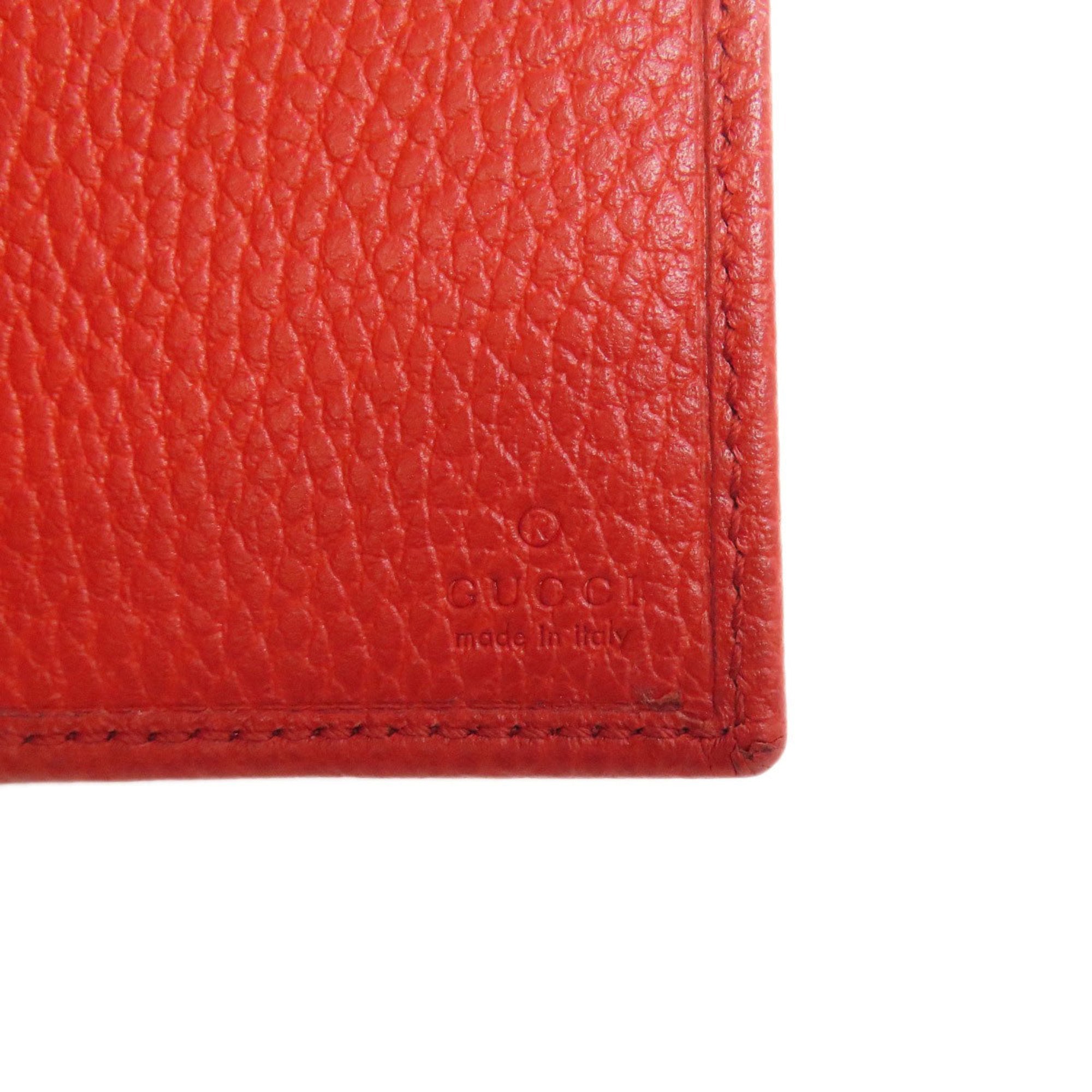 Gucci Red Color Leather Long Wallet (Bi-Fold) (Pre-Owned)