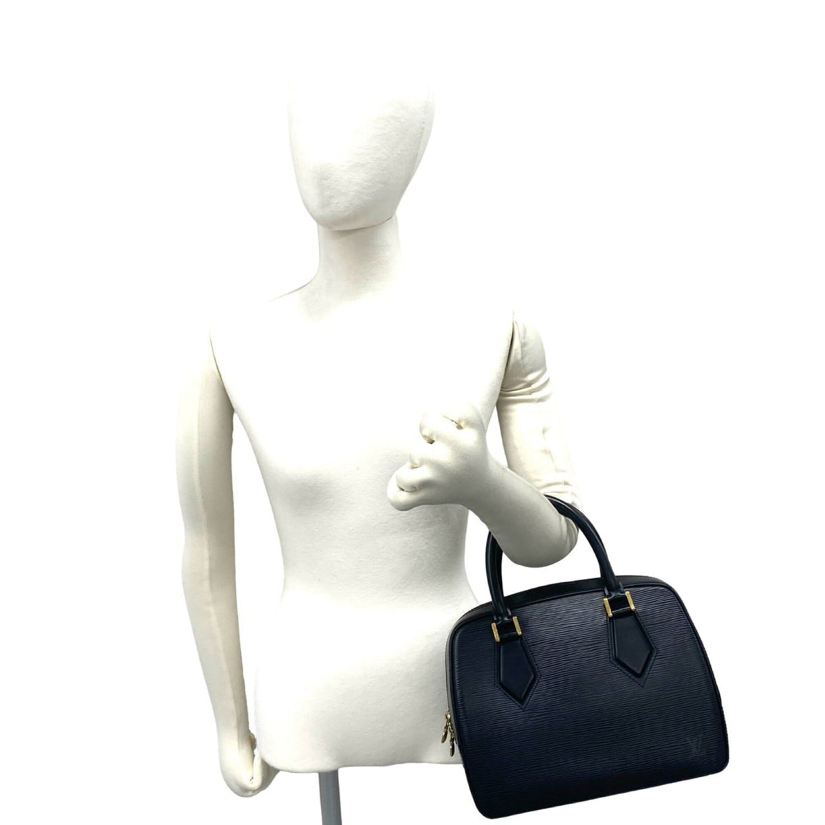 Louis Vuitton Black Leather Boston Bag Handbag (Pre-Owned)