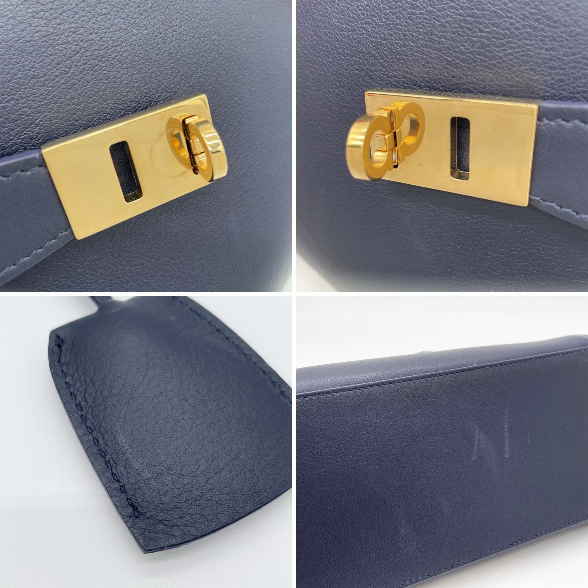 Salvatore Ferragamo Blue Metal Leather Handbag Shoulder Bag (Pre-Owned)