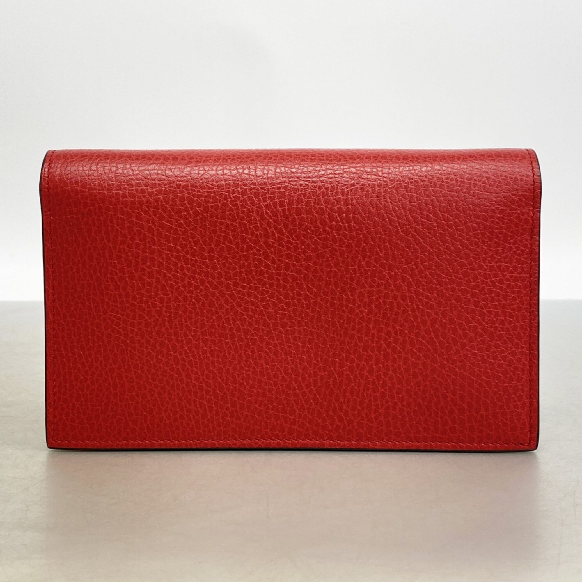 Gucci Red Color Leather Chain/Shoulder Wallet (Pre-Owned)