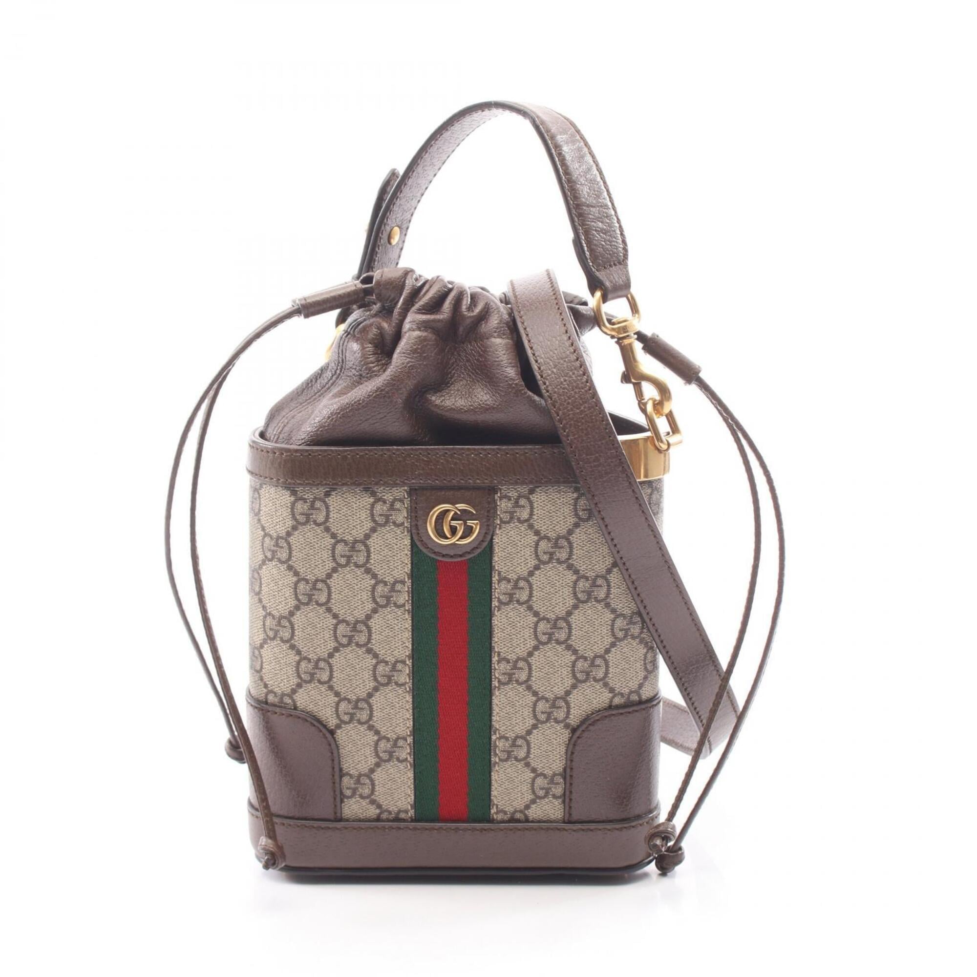 Gucci Beige Brown Gg Supreme Leather Handbag (Pre-Owned)