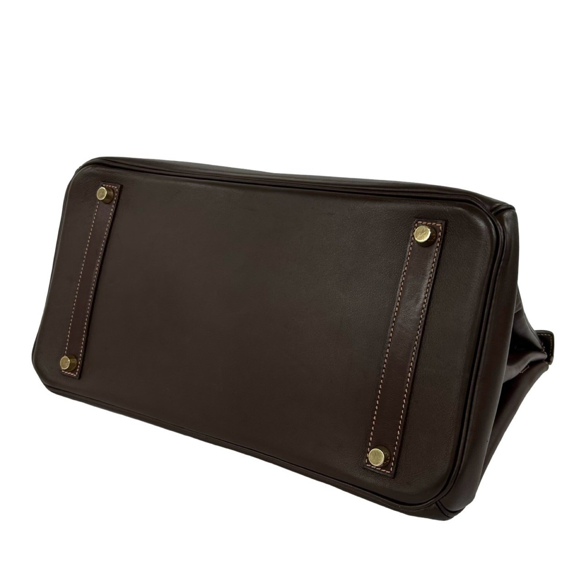 Hermes Brown Gulliver Leather Handbag Tote Bag (Pre-Owned)