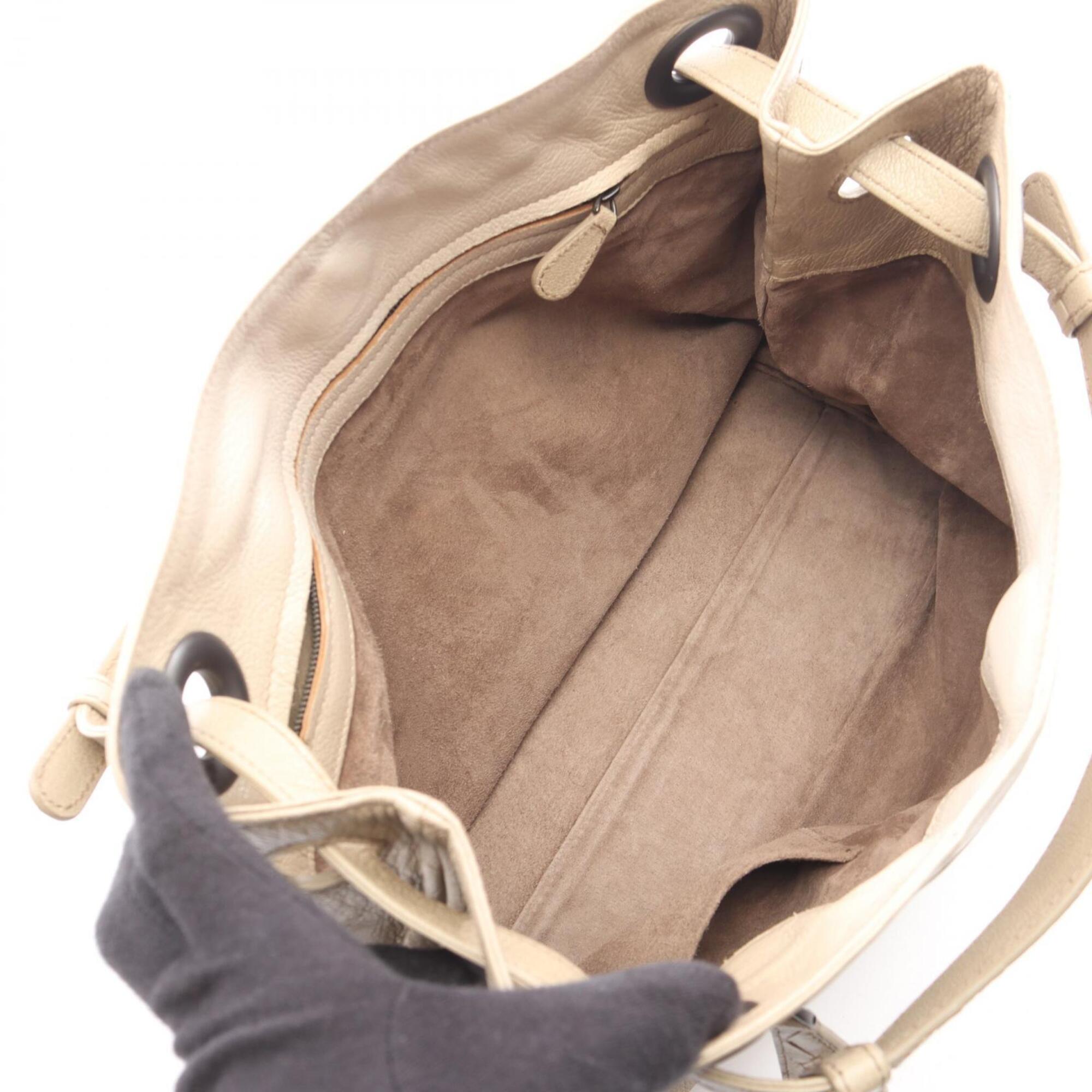 Bottega Veneta Beige Leather Handbag Tote Bag (Pre-Owned)