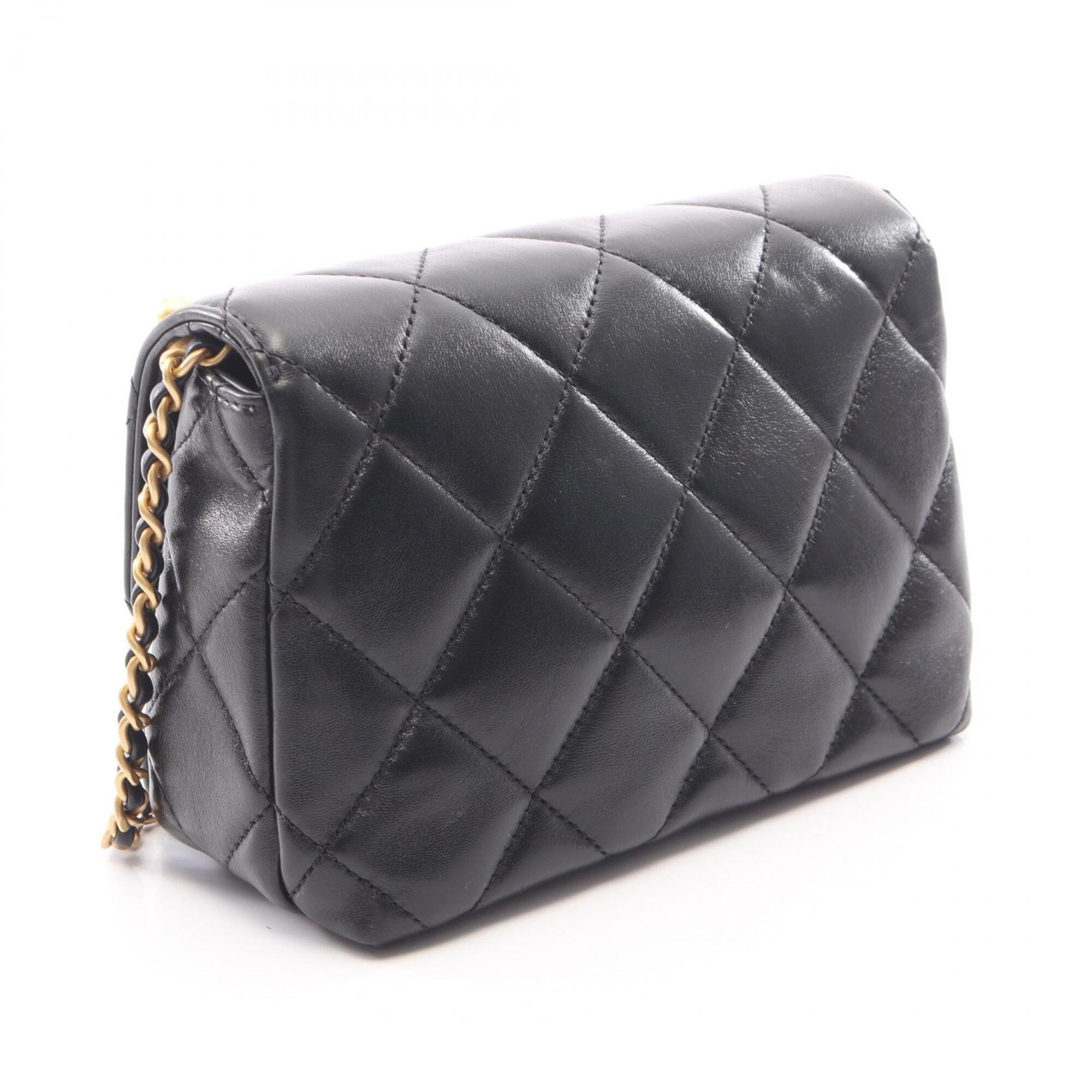 Chanel Black Leather Handbag Shoulder Bag (Pre-Owned)
