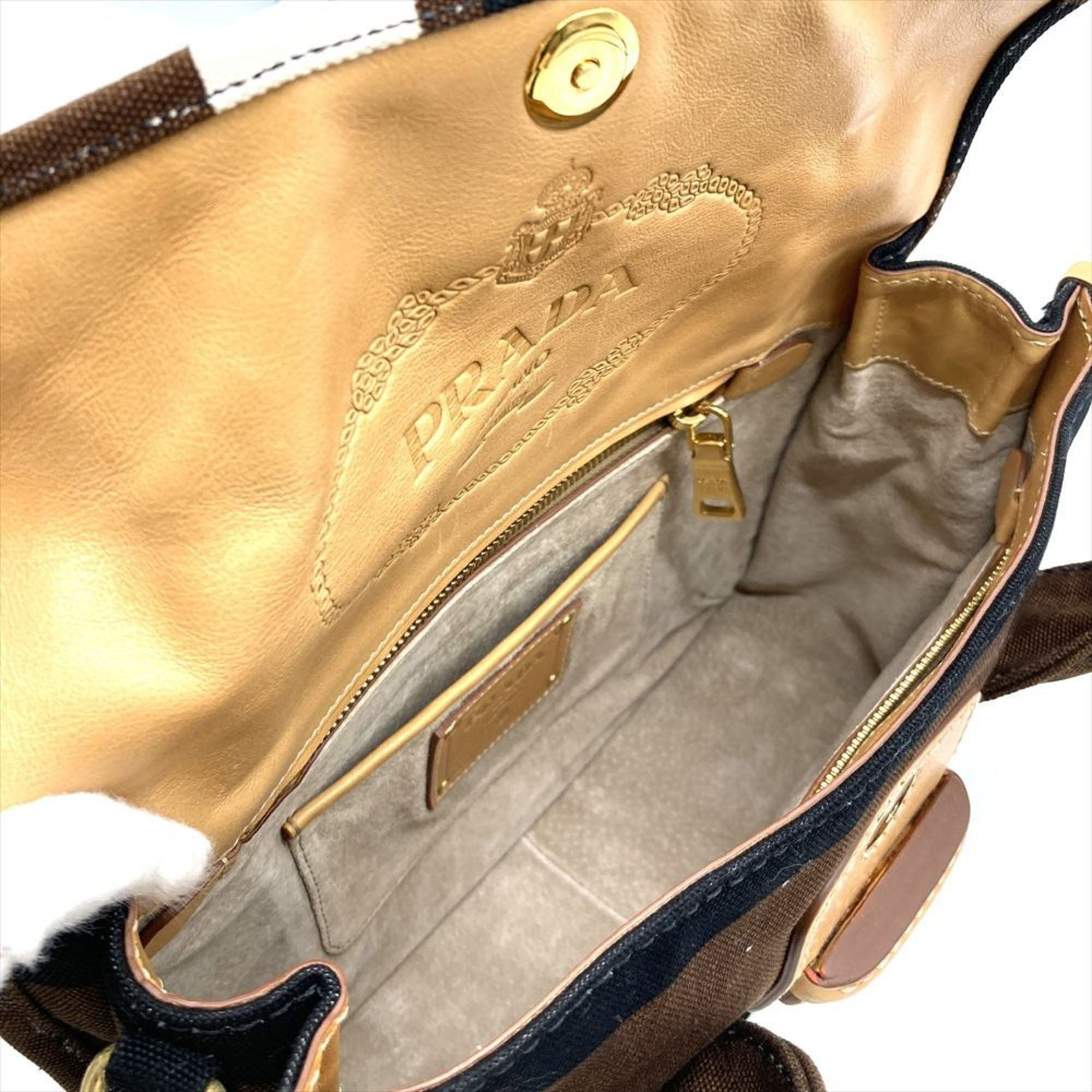 Prada Brown Multi-Color Canvas Handbag (Pre-Owned)