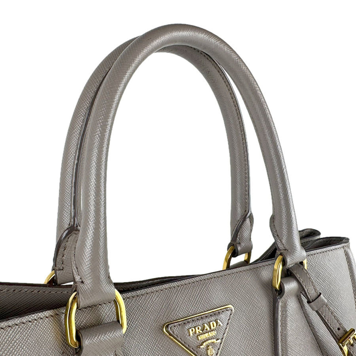 Prada Gray Leather Handbag Shoulder Bag (Pre-Owned)