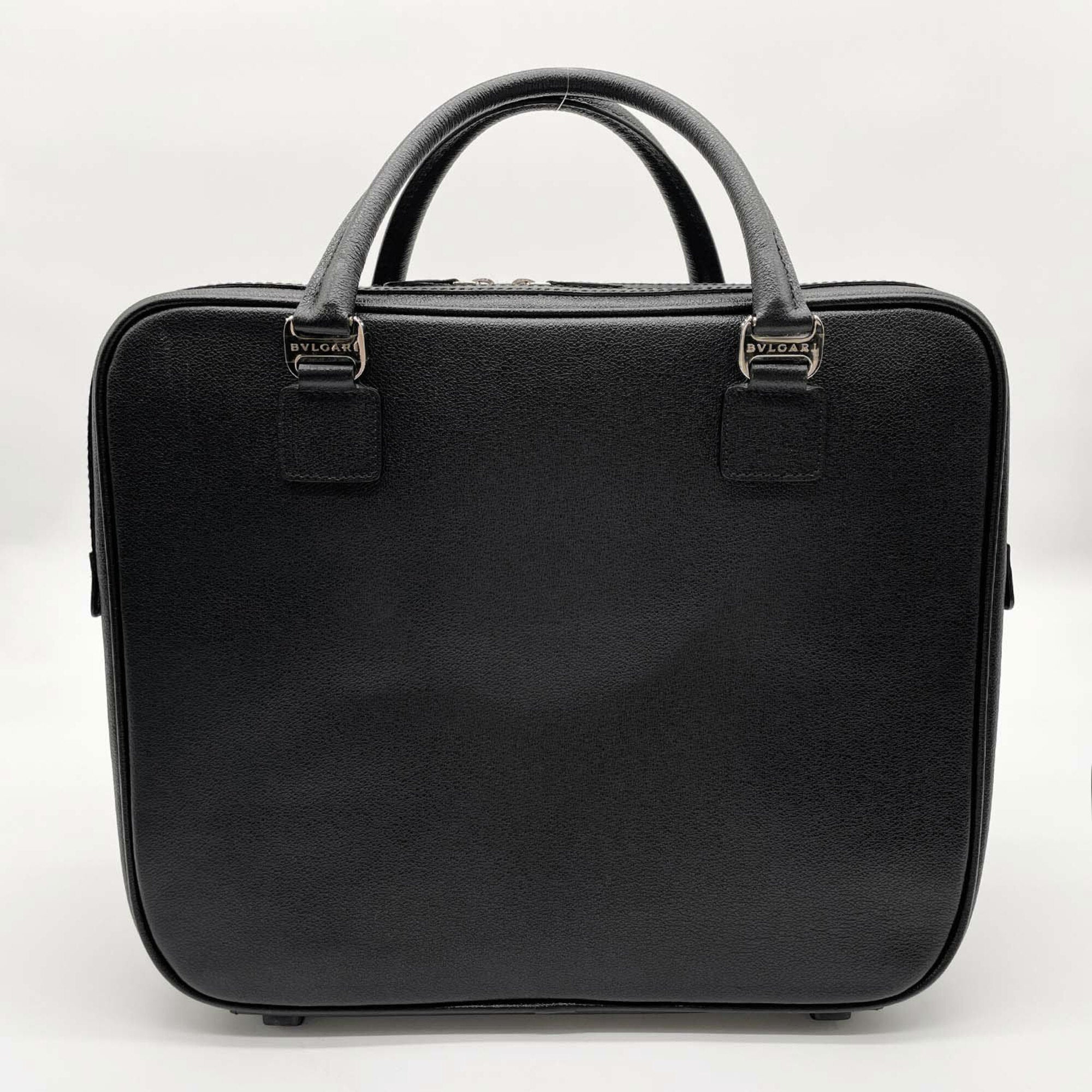 Bvlgari Millerighe Black Leather Metal Boston Bag (Pre-Owned)