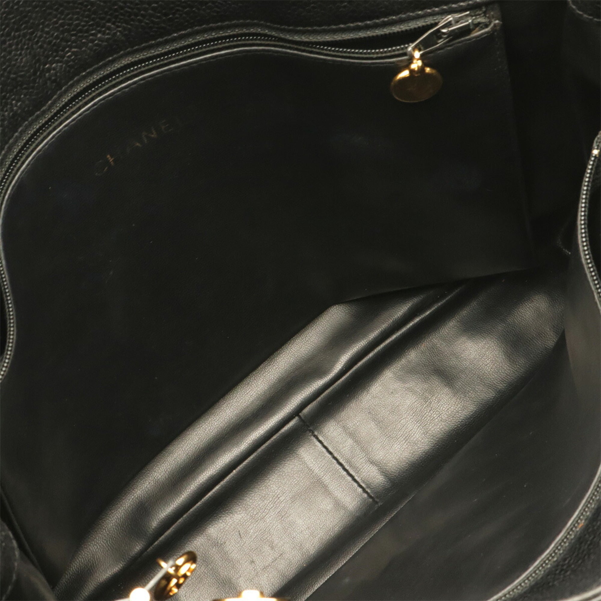 Chanel Black Grained Calfskin Shoulder Bag Tote Bag (Pre-Owned)