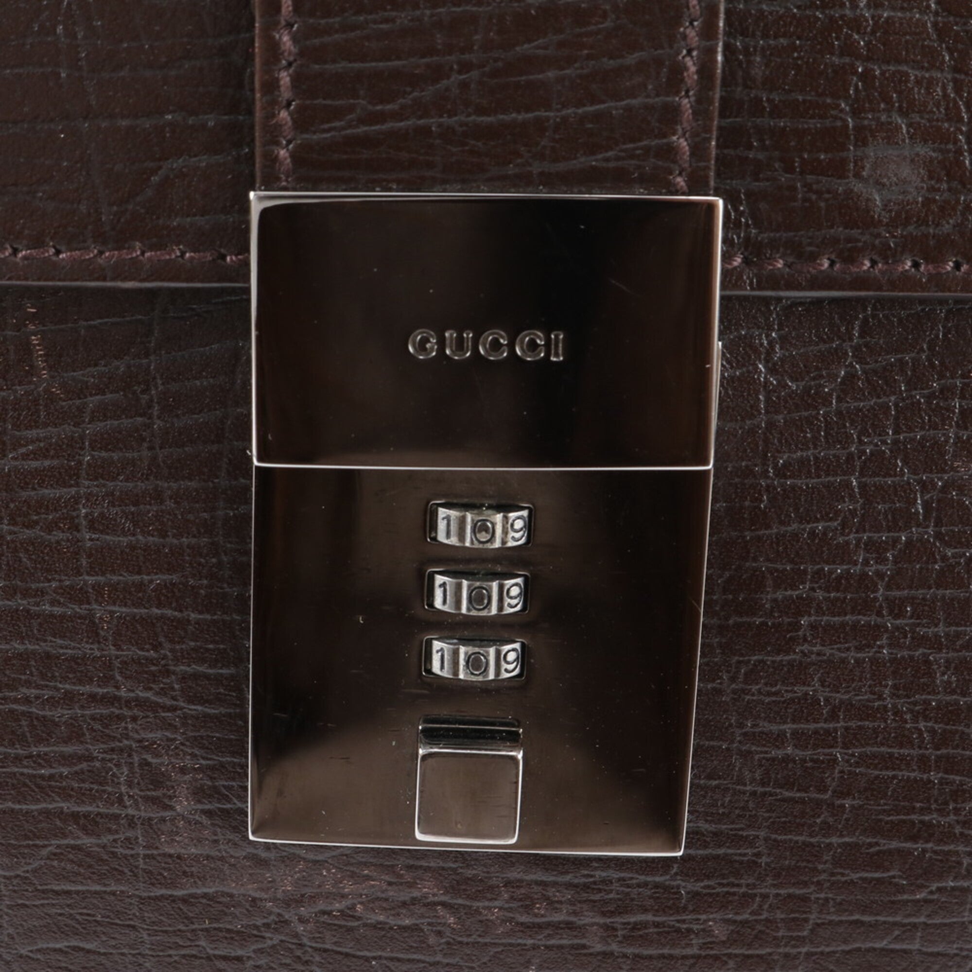 Gucci Brown Dark Brown Leather Briefcase Handbag Tote Bag (Pre-Owned)