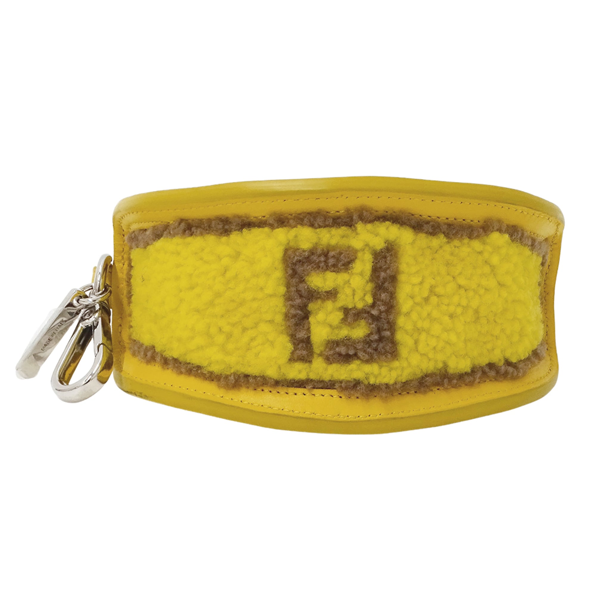 Fendi Yellow Leather Wool Handbag Pouch (Pre-Owned)