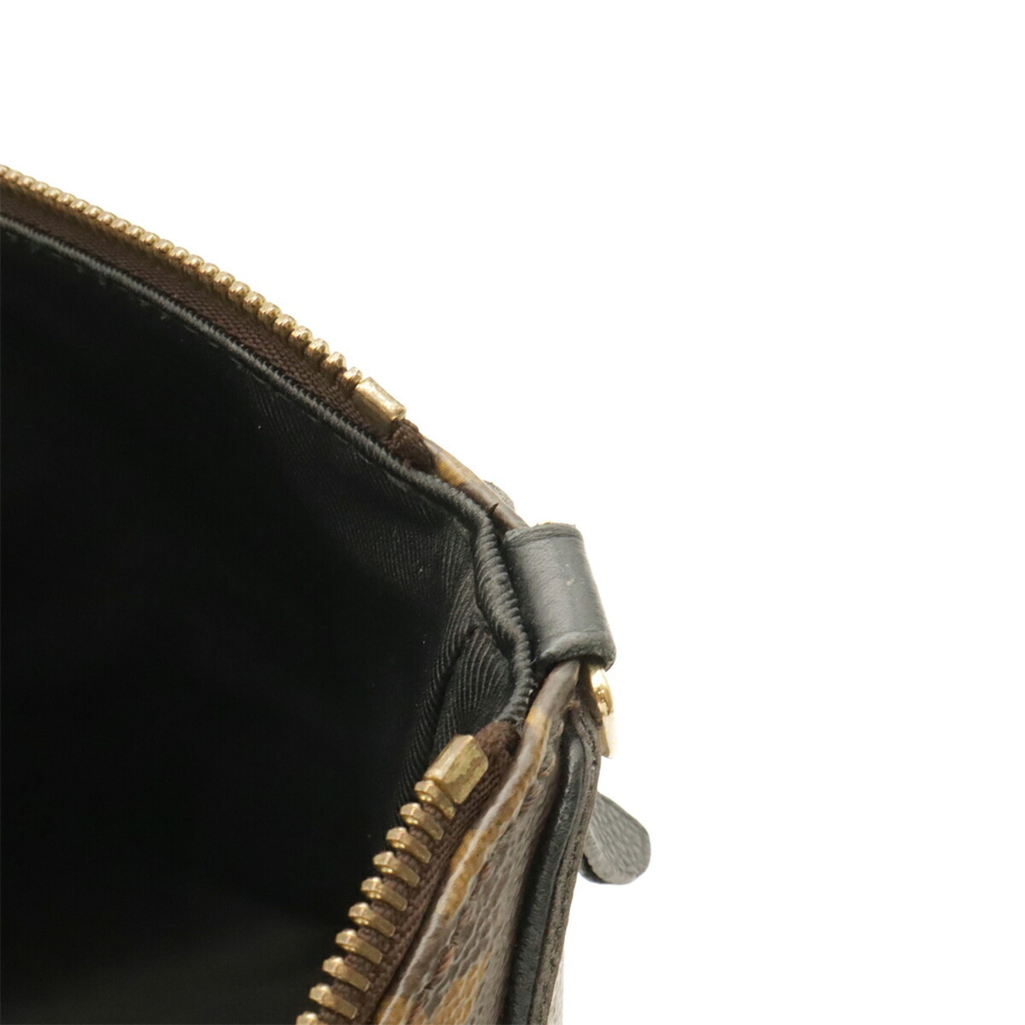 Louis Vuitton Noir Monogram Canvas Leather Handbag Shoulder Bag (Pre-Owned)
