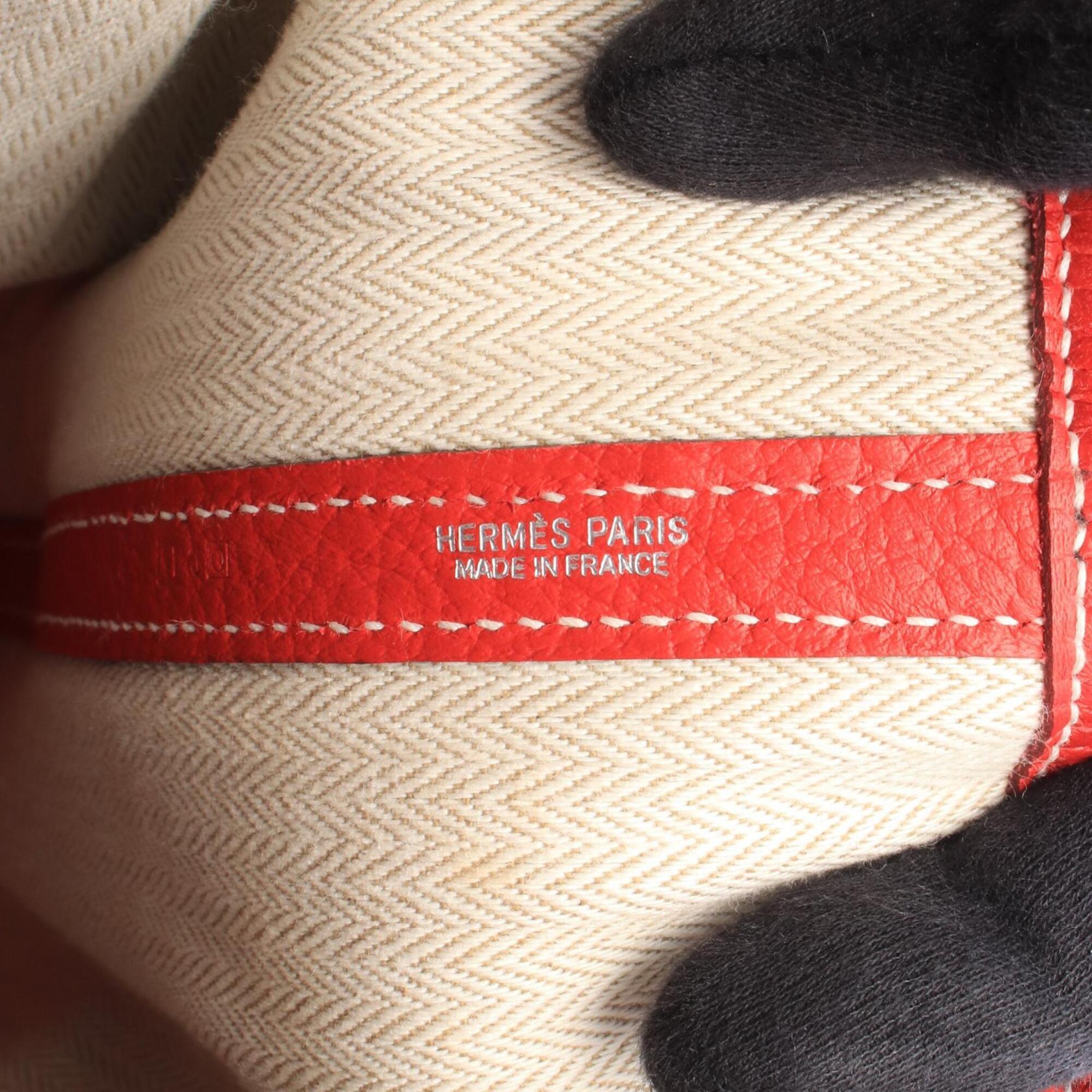 Hermes Red Color Rouge Casaque Country Leather Handbag Tote Bag (Pre-Owned)