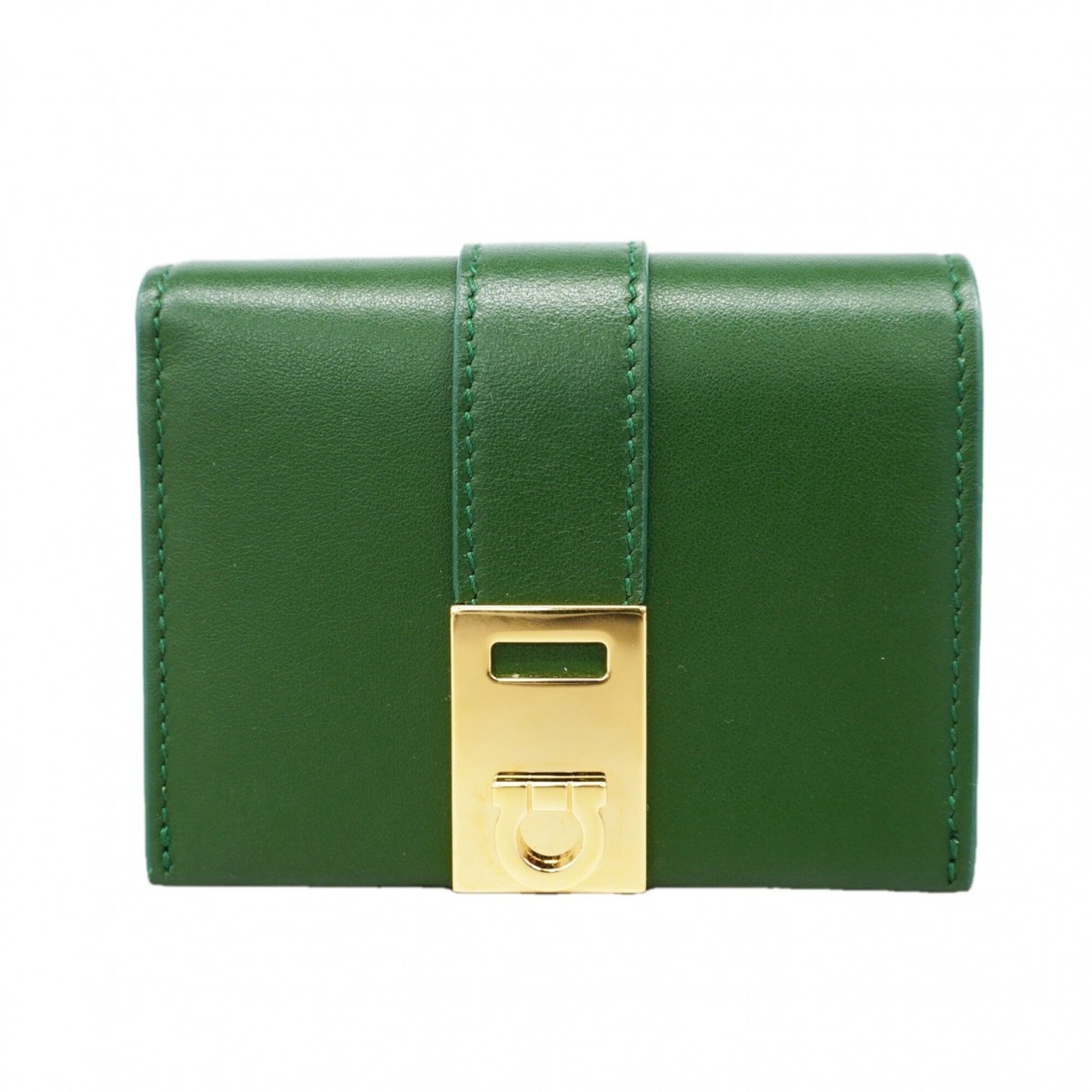 Salvatore Ferragamo Green Leather Wallet (Bi-Fold) (Pre-Owned)