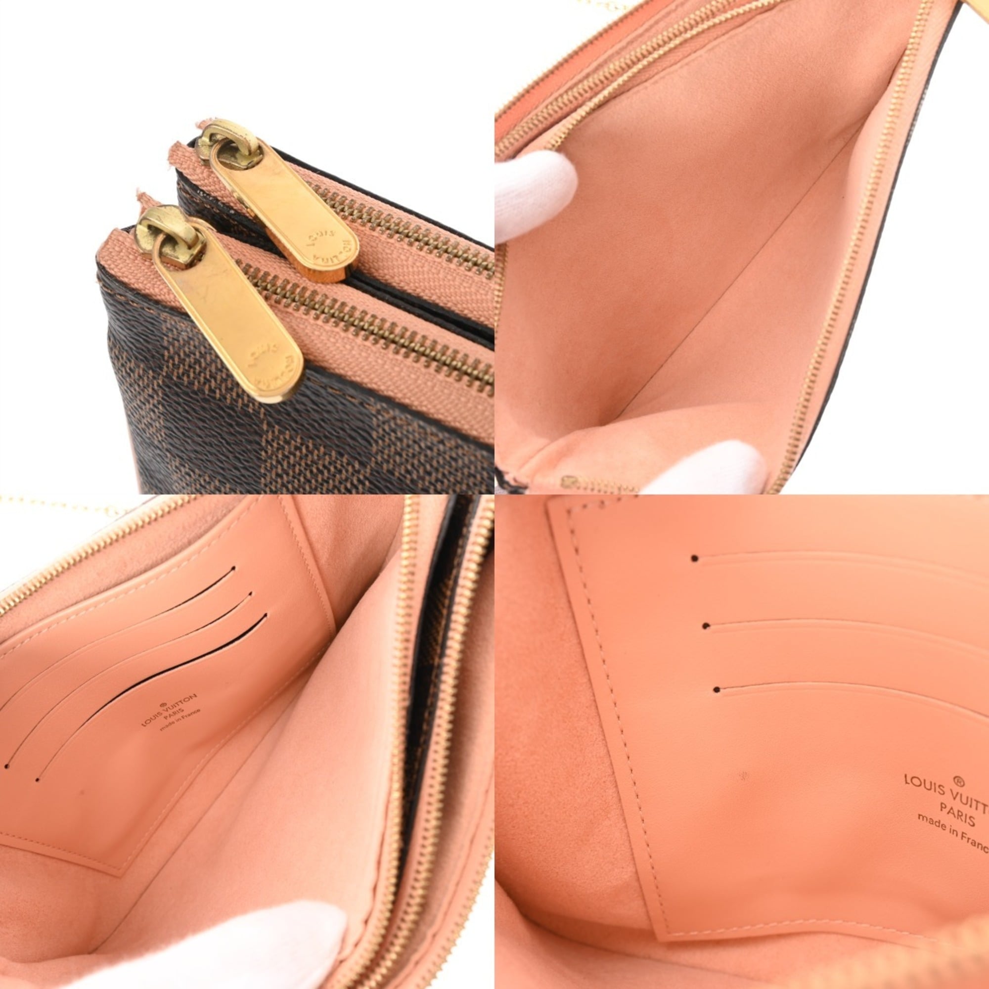 Louis Vuitton Brown Pink Damier Canvas Pochette Shoulder Bag (Pre-Owned)