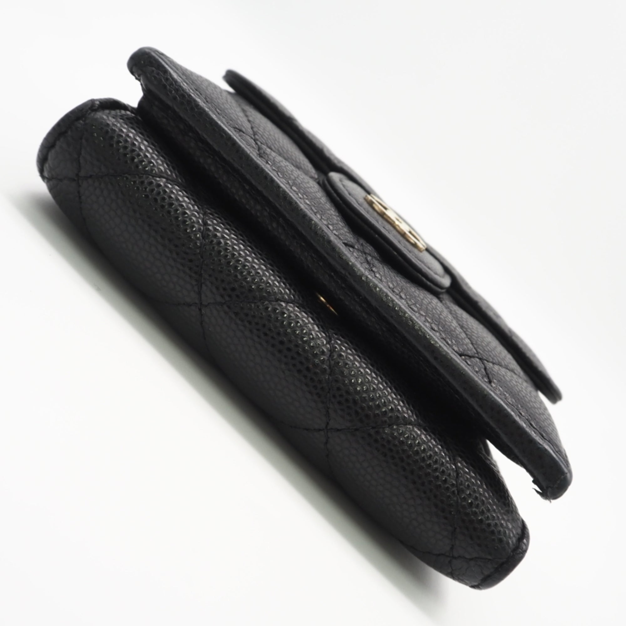Chanel Black Grained Calfskin Wallet (Tri-Fold) (Pre-Owned)