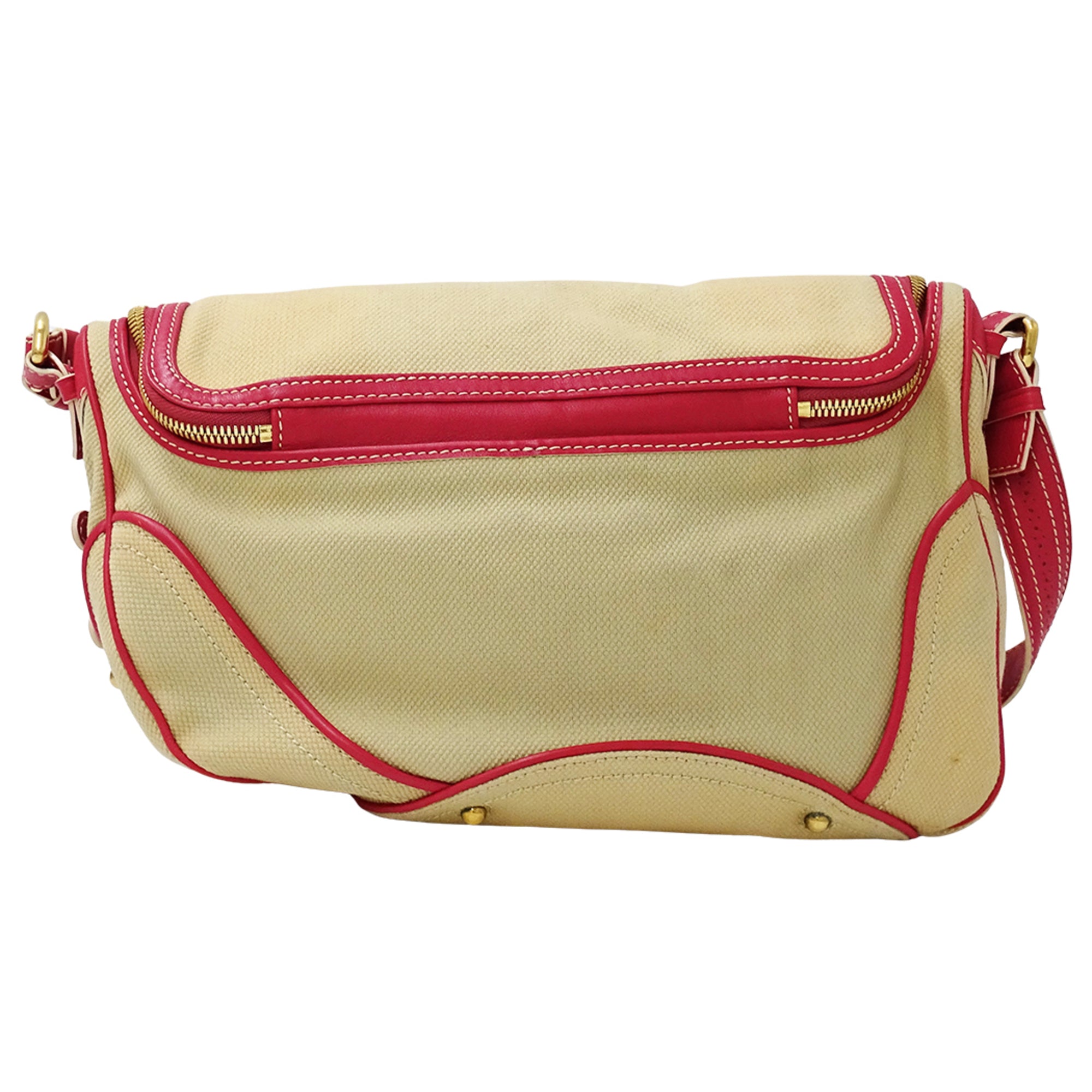 Celine Beige Pink Canvas Handbag Shoulder Bag (Pre-Owned)