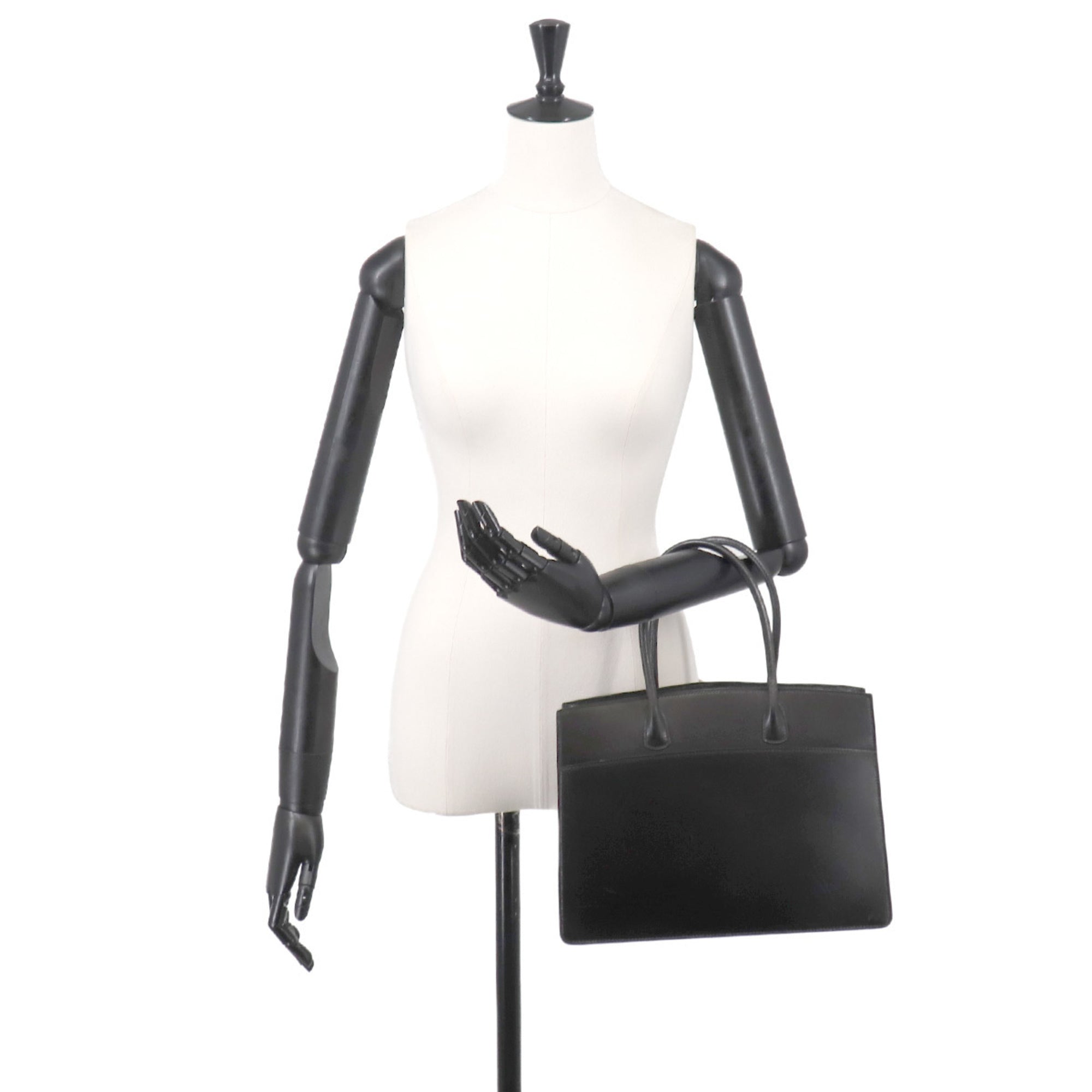 Hermes Black White Box Calf Leather Handbag (Pre-Owned)