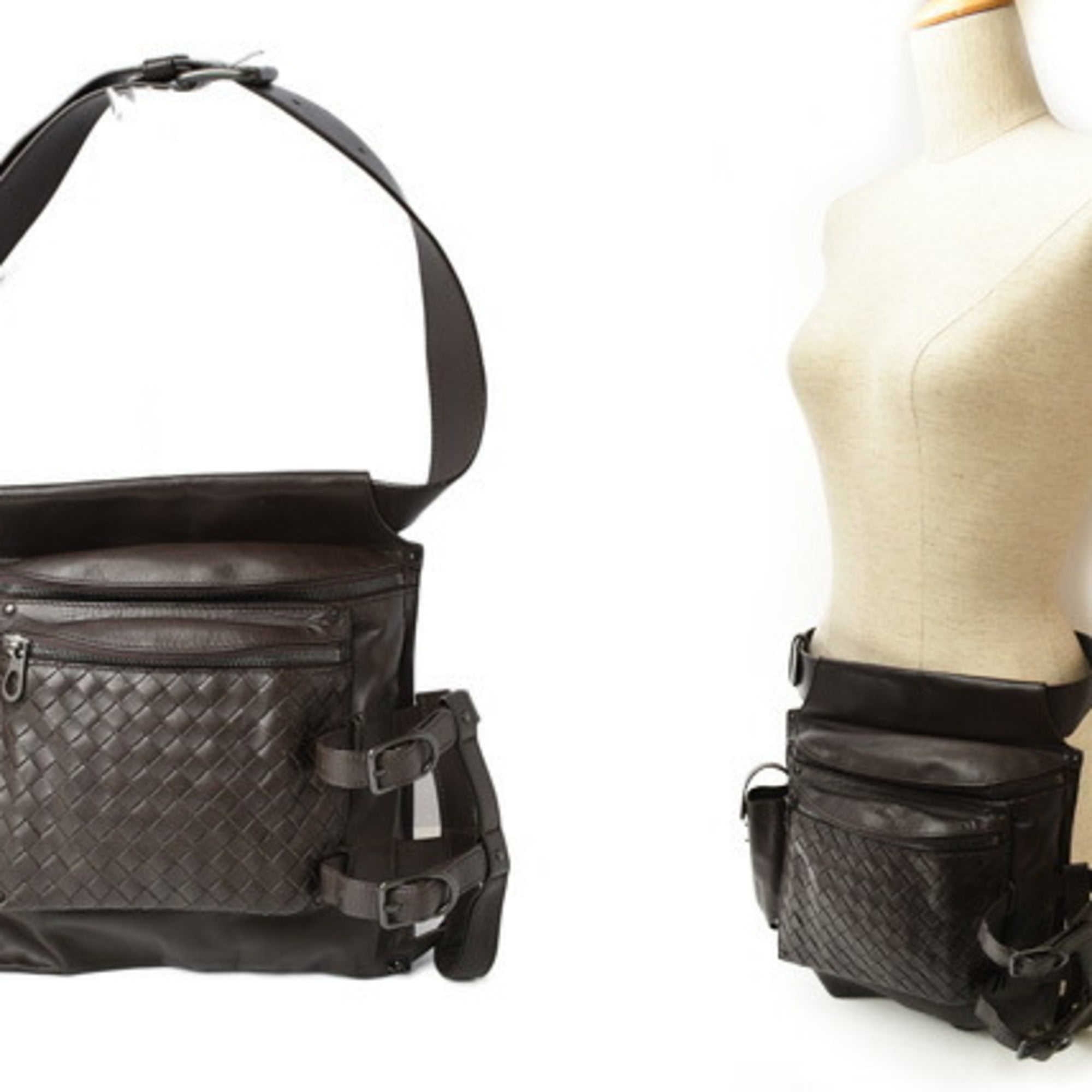 Bottega Veneta Dark Brown Leather Shoulder Bag Sling Bag (Pre-Owned)