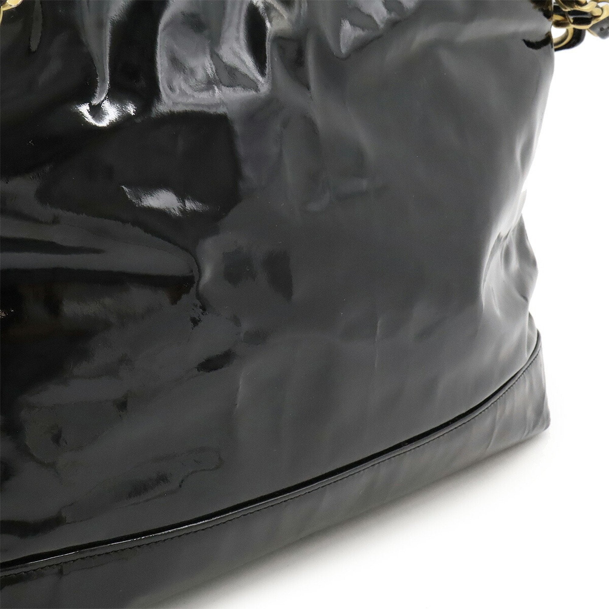 Chanel Black Patent Leather Shoulder Bag Tote Bag (Pre-Owned)