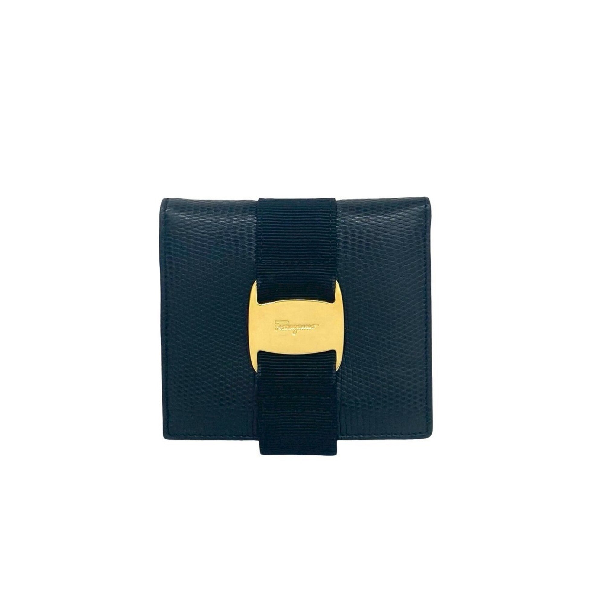 Salvatore Ferragamo Black Leather Wallet (Bi-Fold) (Pre-Owned)