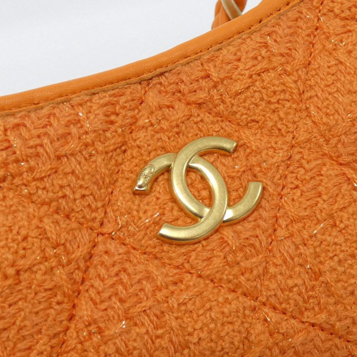 Chanel Orange Wool Tweed Shoulder Bag (Pre-Owned)