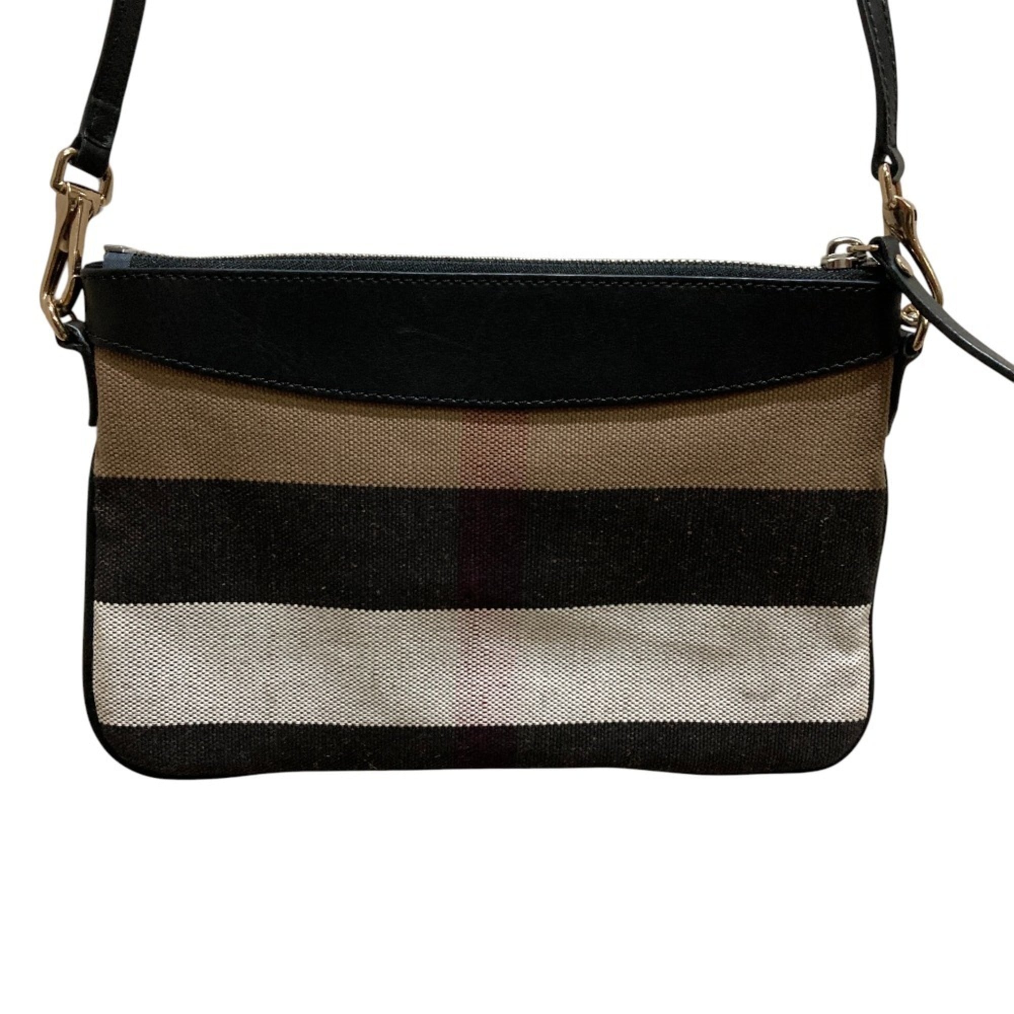 Burberry Black Brown White Canvas Shoulder Bag (Pre-Owned)