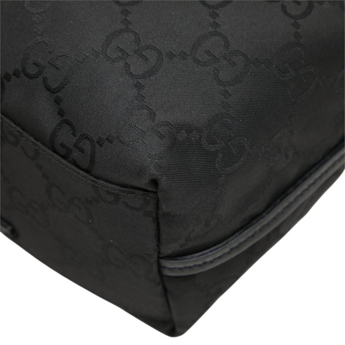 Gucci Black Nylon Leather Shoulder Bag Tote Bag (Pre-Owned)