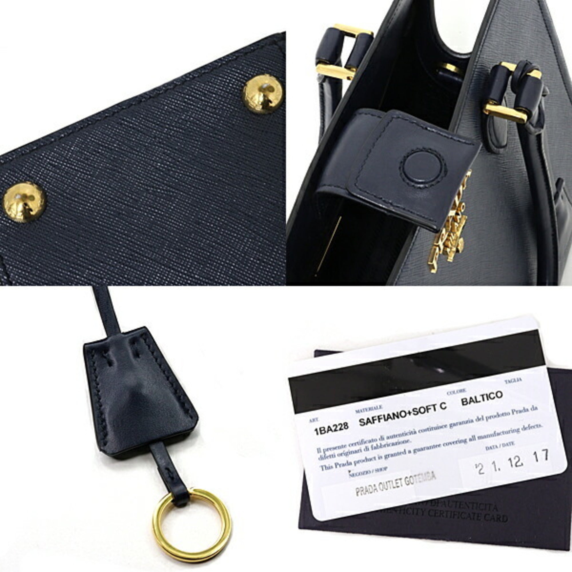 Prada Saffiano Navy Saffiano Handbag (Pre-Owned)