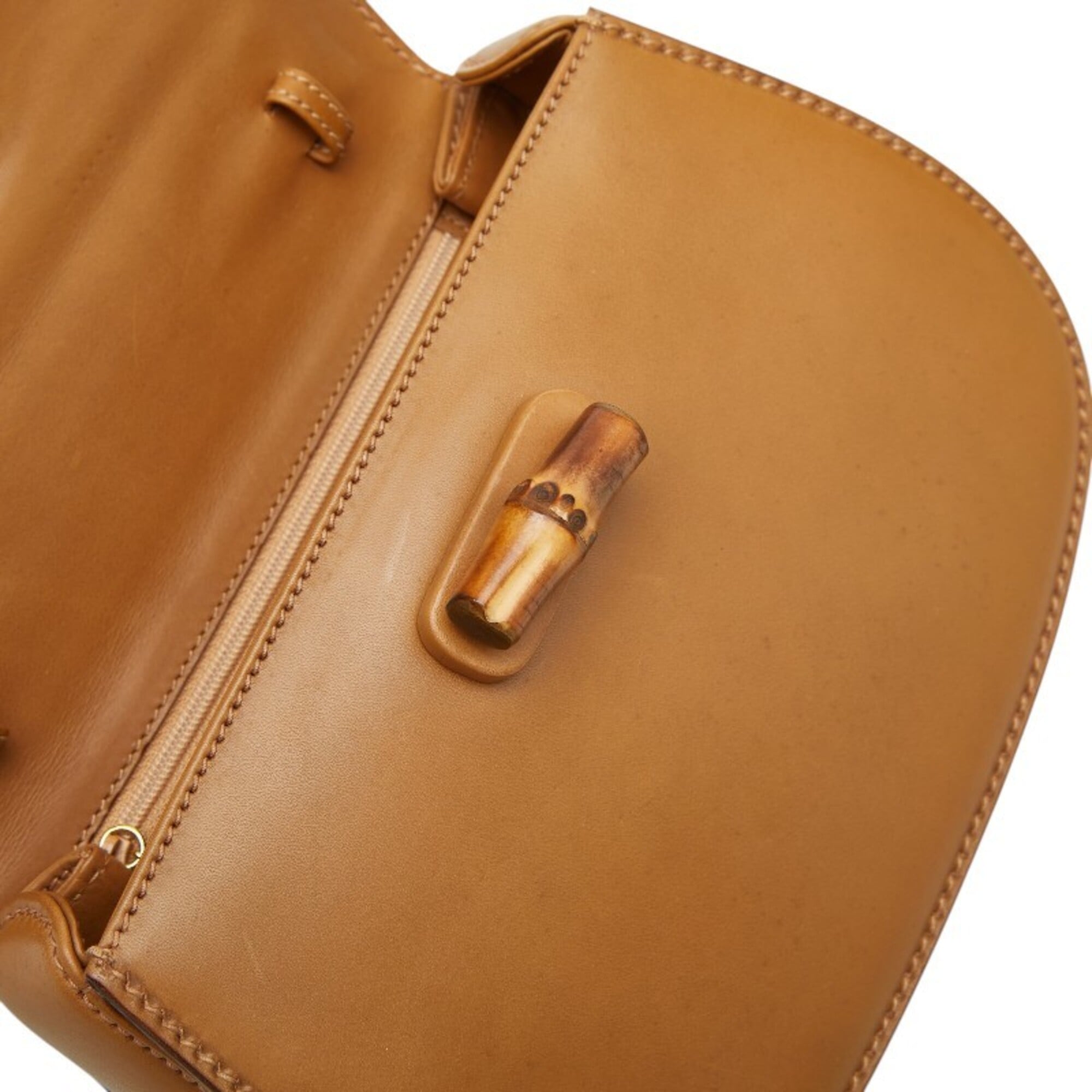 Gucci Brown Bamboo Leather Handbag Shoulder Bag (Pre-Owned)