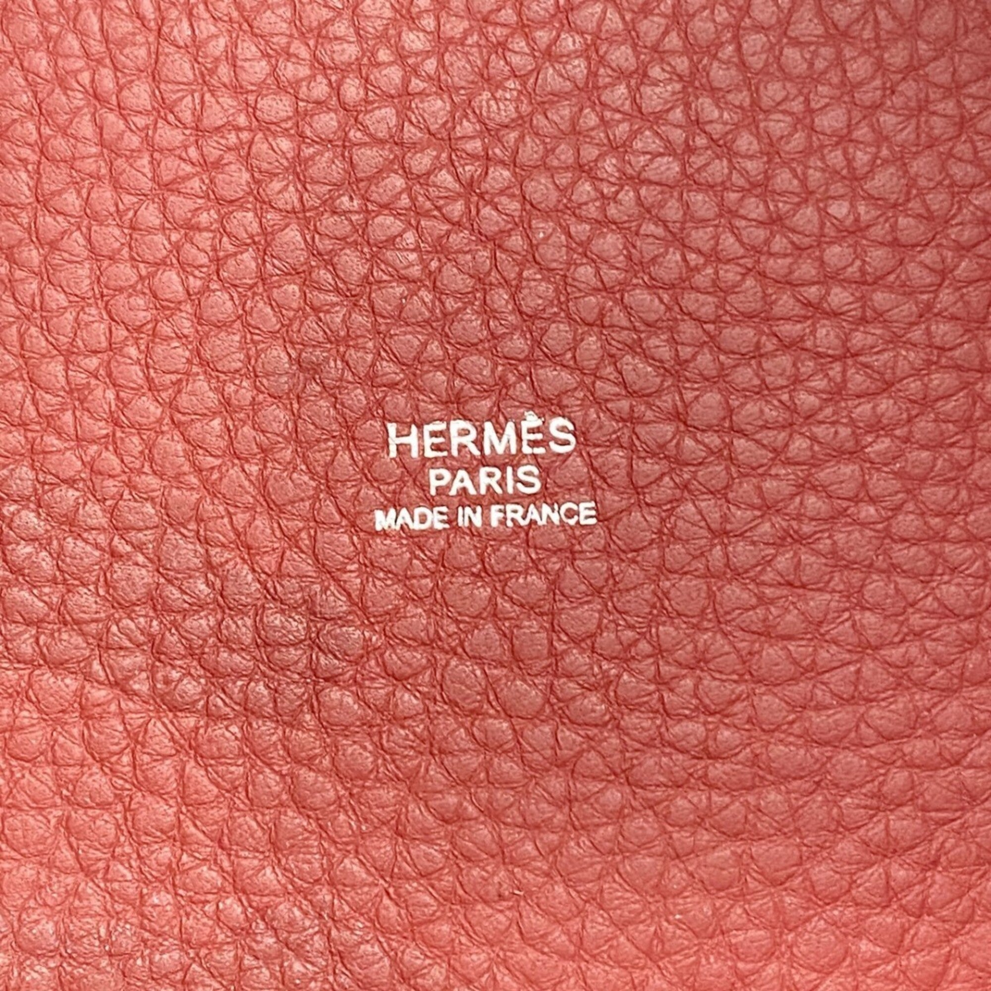 Hermes Rouge Casaque Taurillon Clemence Leather Handbag (Pre-Owned)