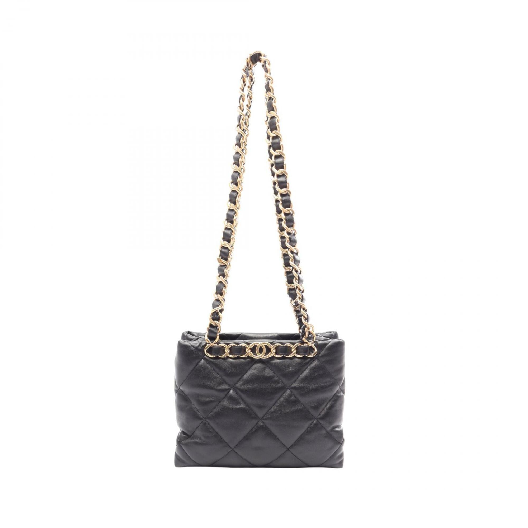 Chanel Black Leather Handbag Tote Bag (Pre-Owned)