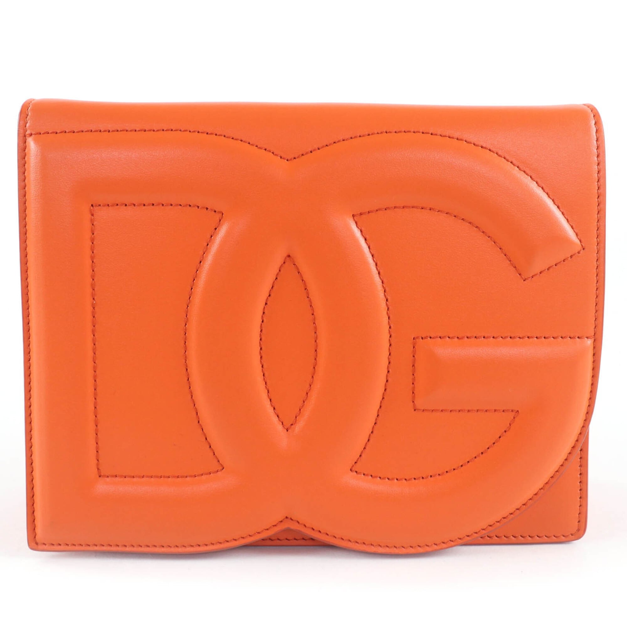 Dolce & Gabbana Orange Leather Clutch Bag Shoulder Bag (Pre-Owned)