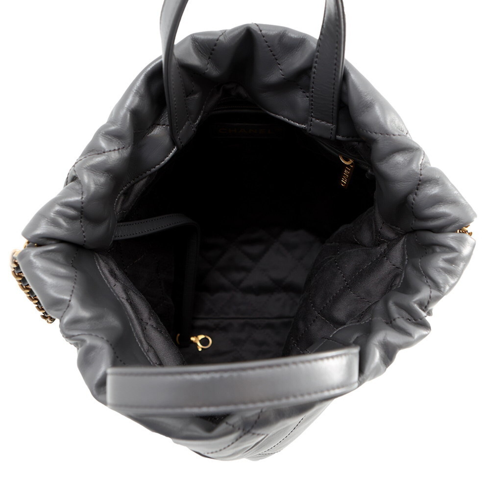 Chanel Gray Leather Backpack (Pre-Owned)