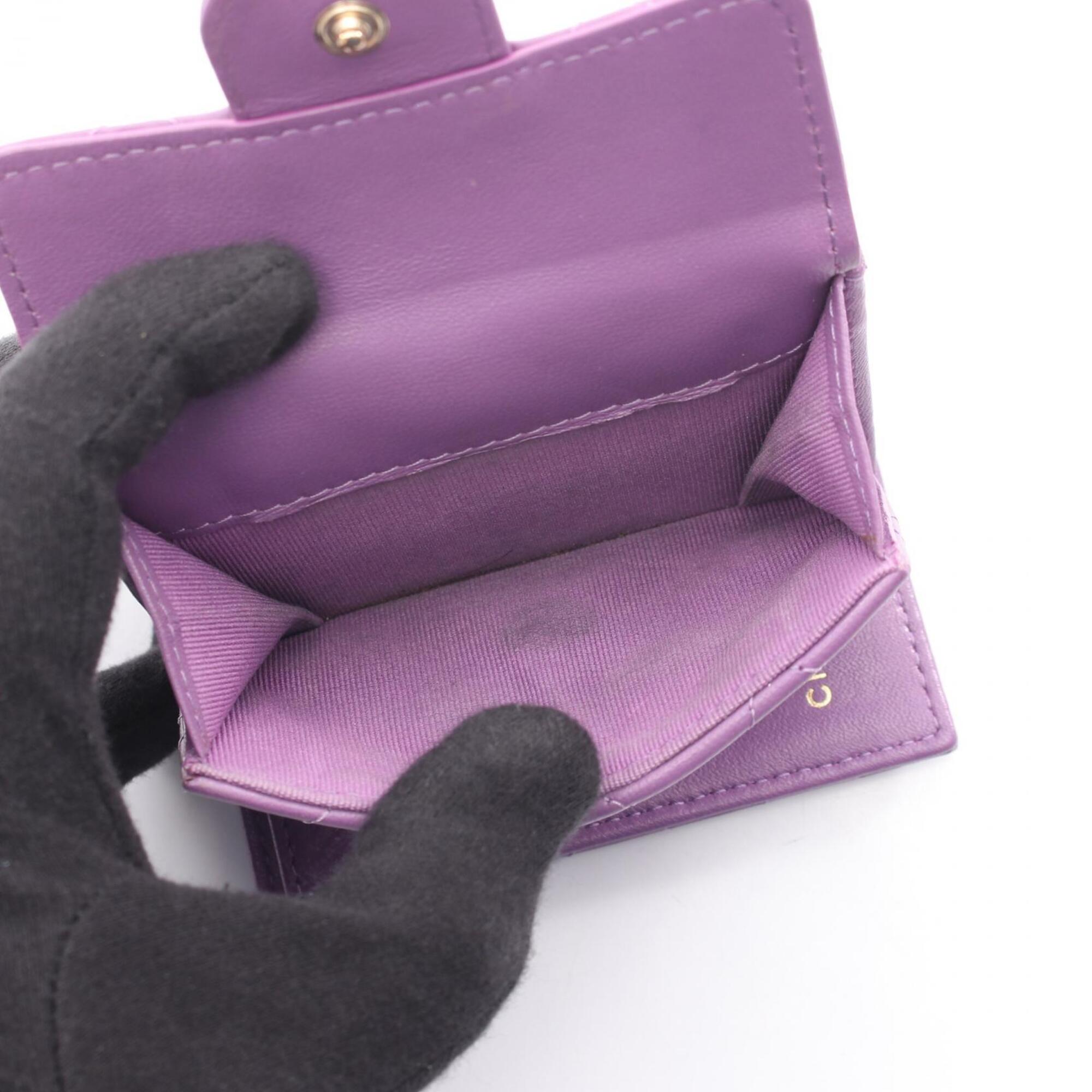 Chanel Purple Leather Wallet (Tri-Fold) (Pre-Owned)