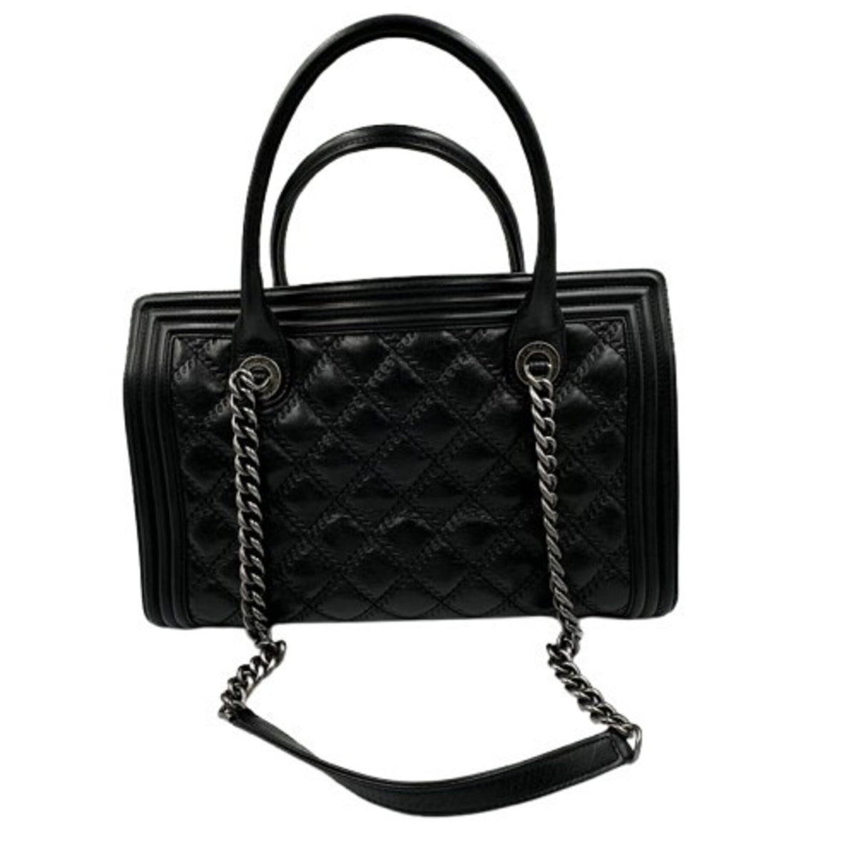 Chanel Boy Chanel Black Leather Shoulder Bag (Pre-Owned)