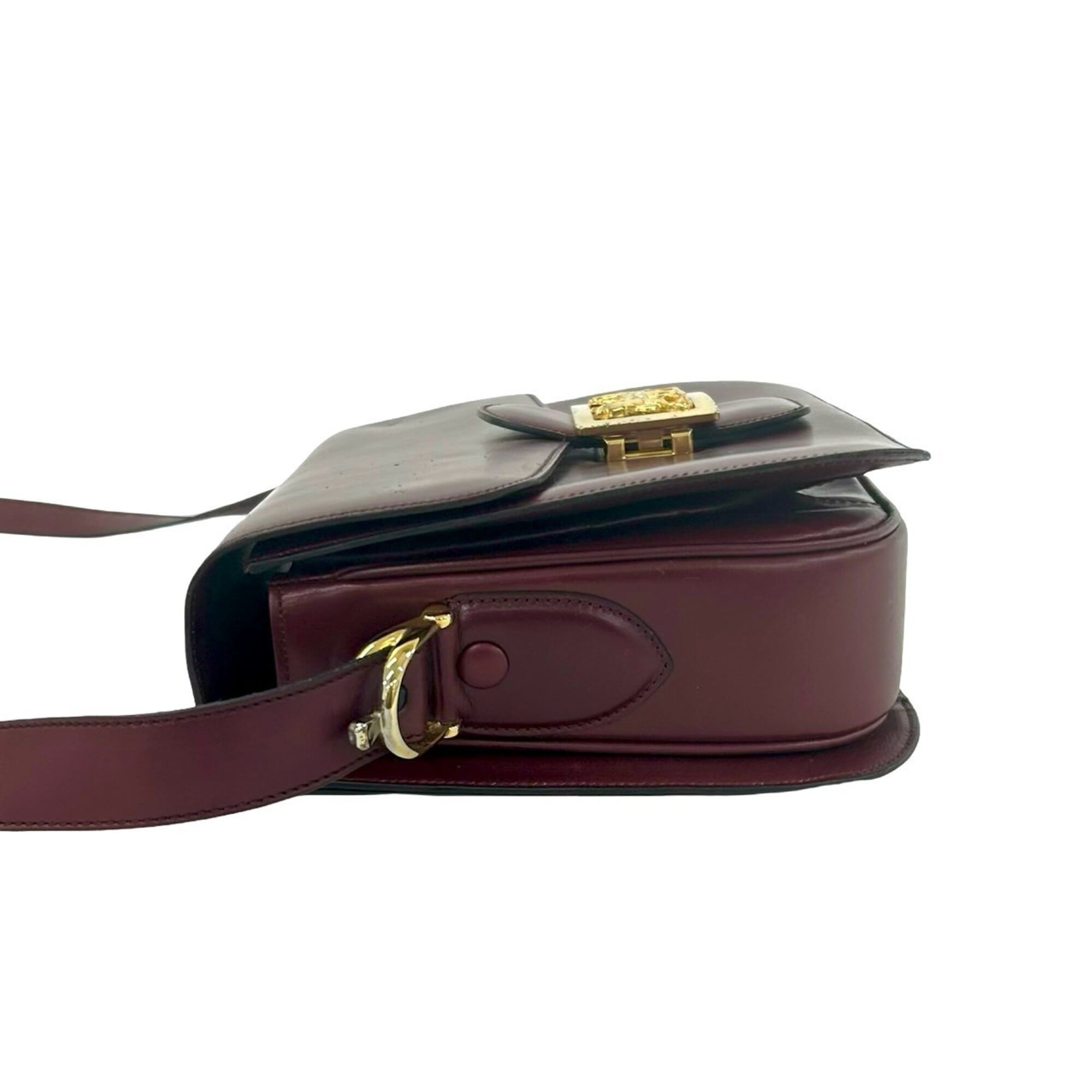 Celine Red Color Wine Leather Shoulder Bag (Pre-Owned)