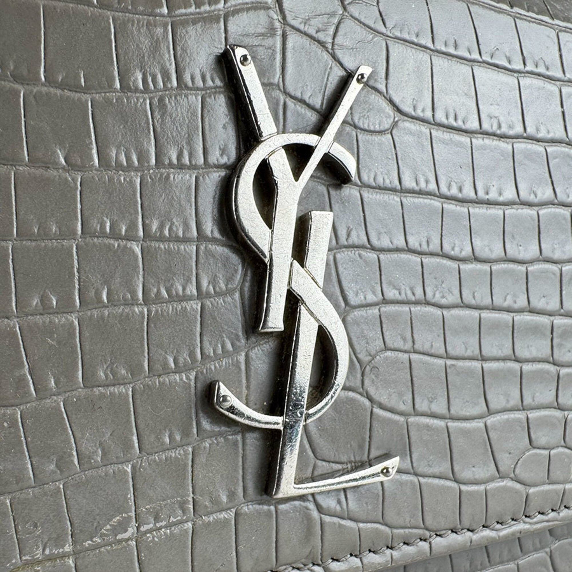 Saint Laurent Gray Leather Shoulder Bag (Pre-Owned)