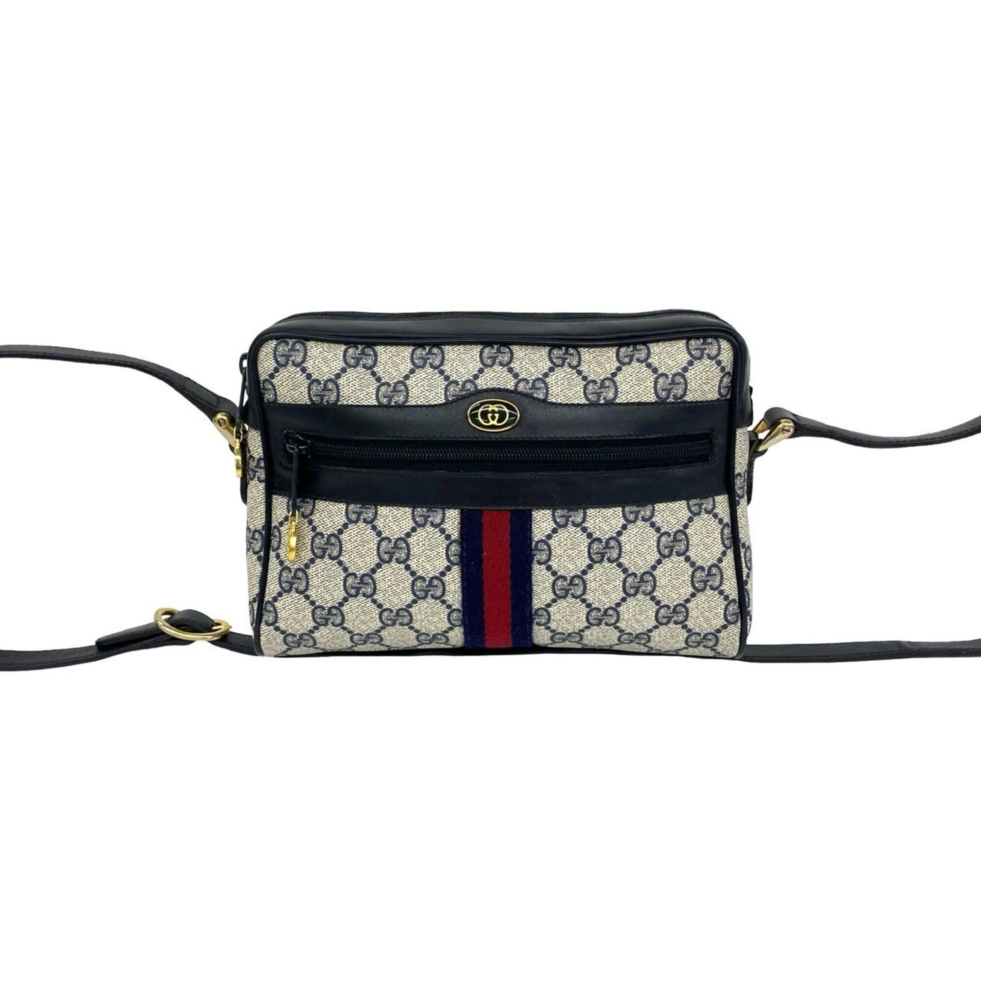 Gucci Navy Red Color Leather Pvc Pochette Shoulder Bag (Pre-Owned)