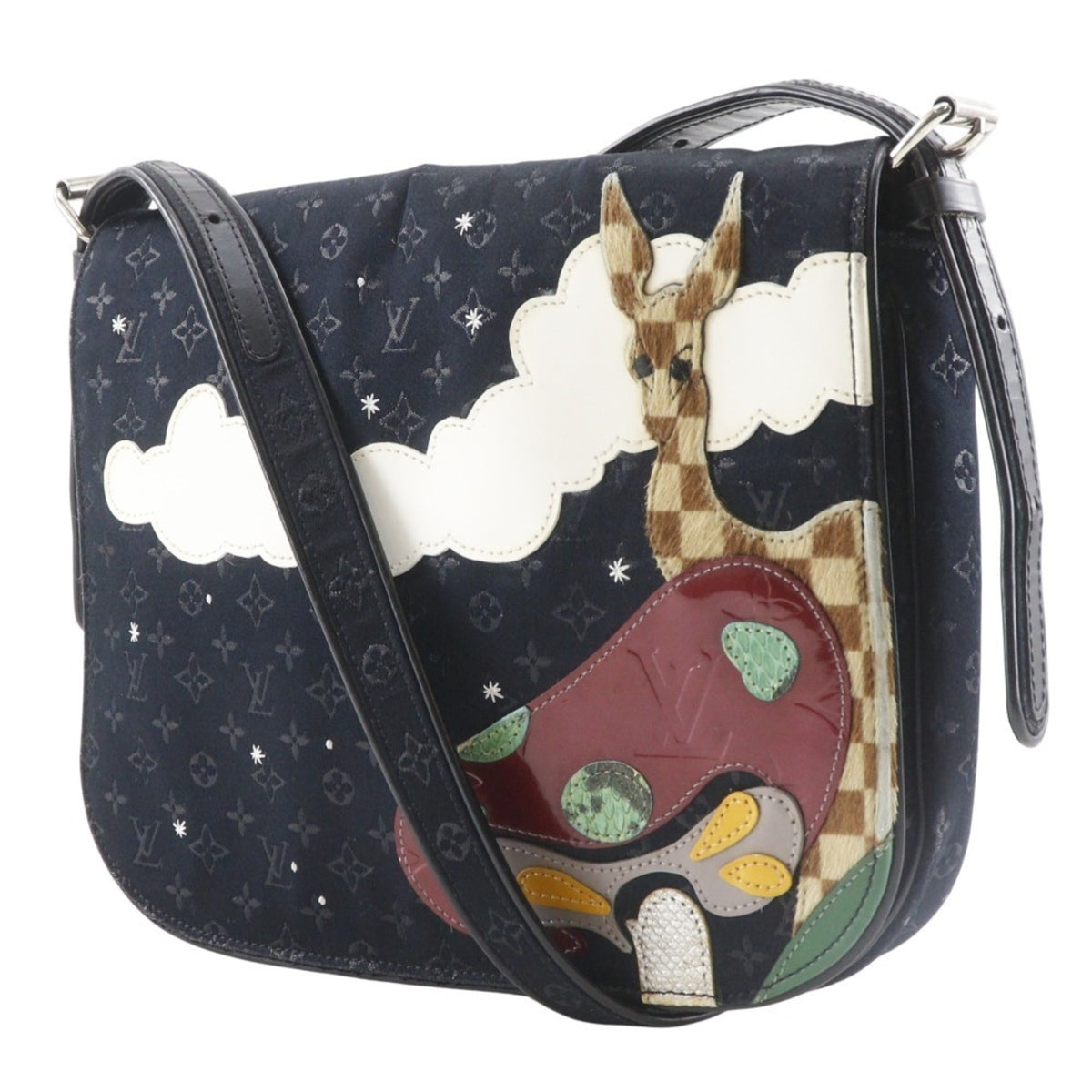Louis Vuitton Black Monogram Satin Monogram Vernis Leather Shoulder Bag (Pre-Owned)