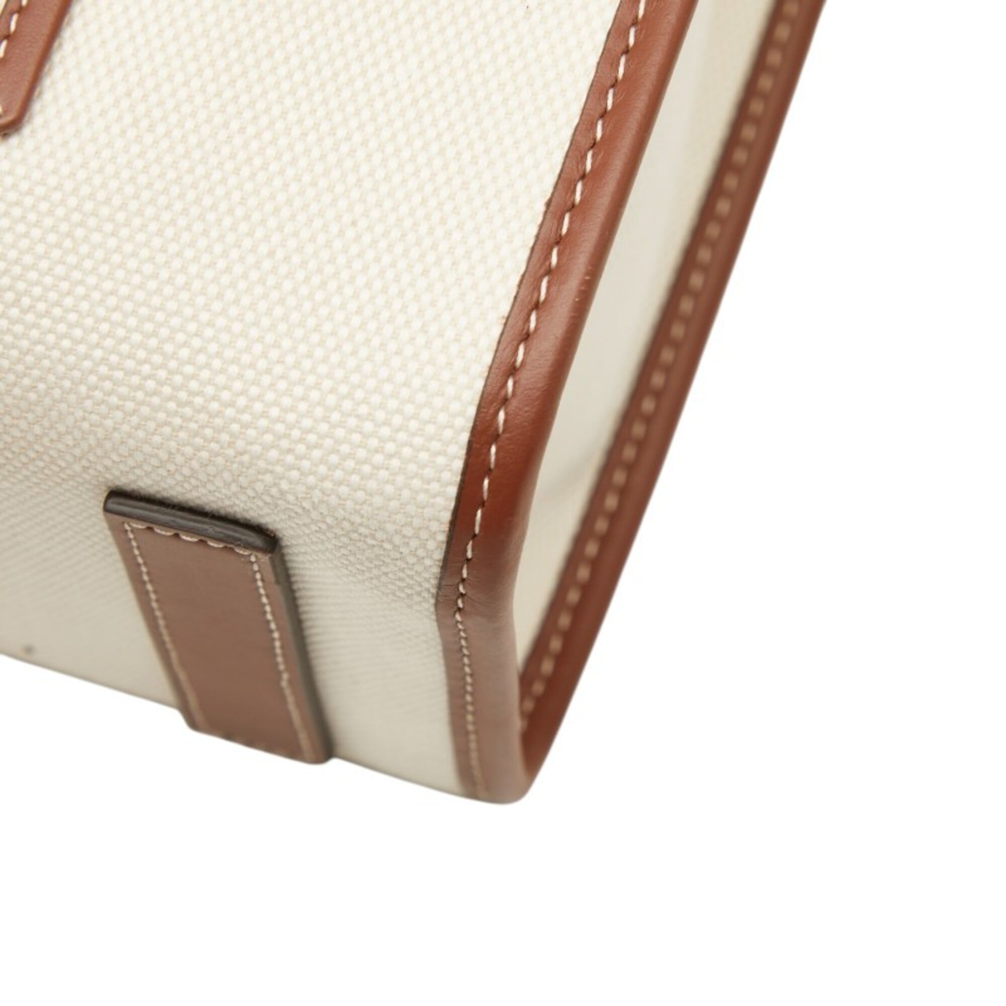 Burberry Brown Ivory Canvas Leather Shoulder Bag Tote Bag (Pre-Owned)