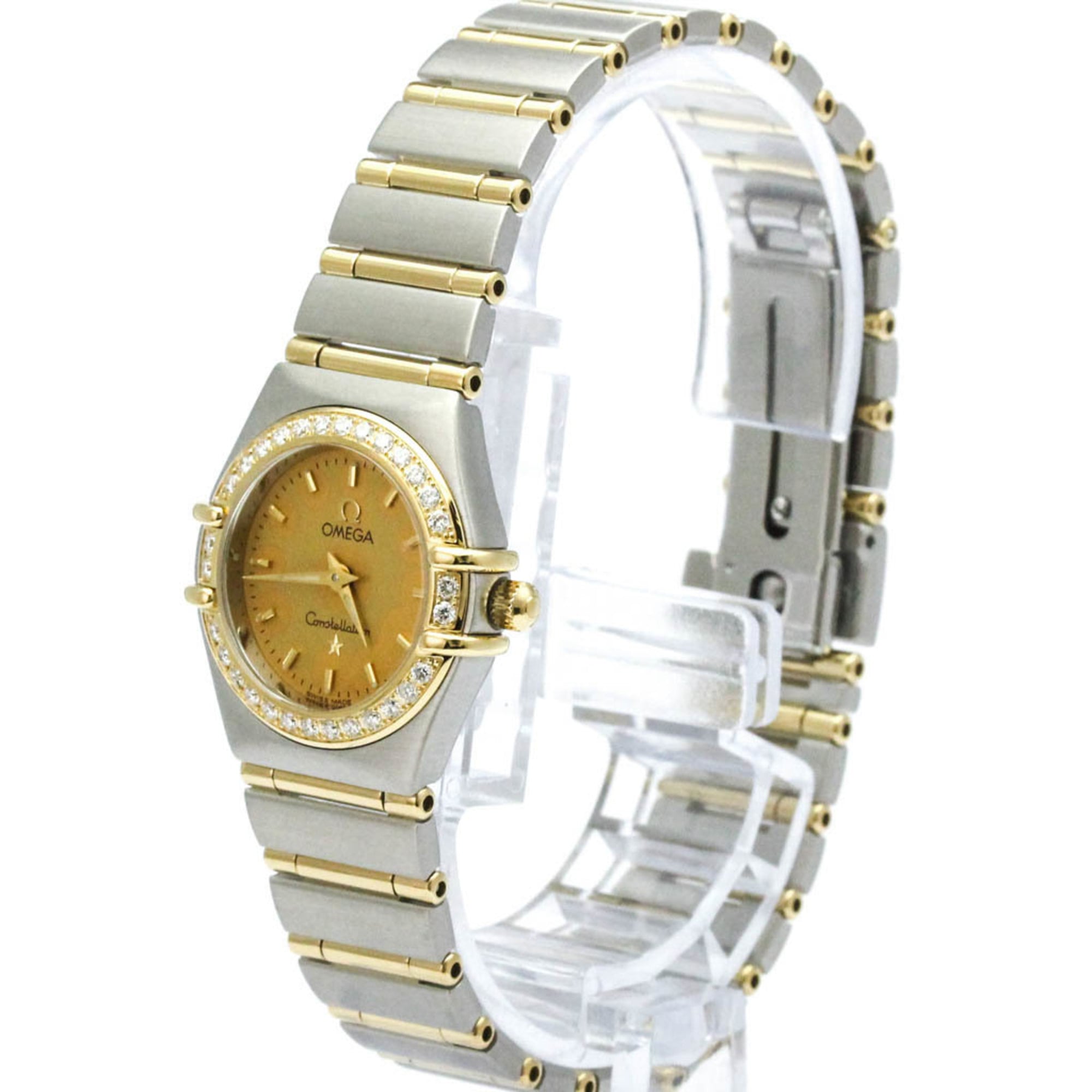 Omega Constellation Quartz Watch Stainless Steel And Yellow Gold With Diamond Bezel And Mother Of Pearl Watch (Pre-Owned)