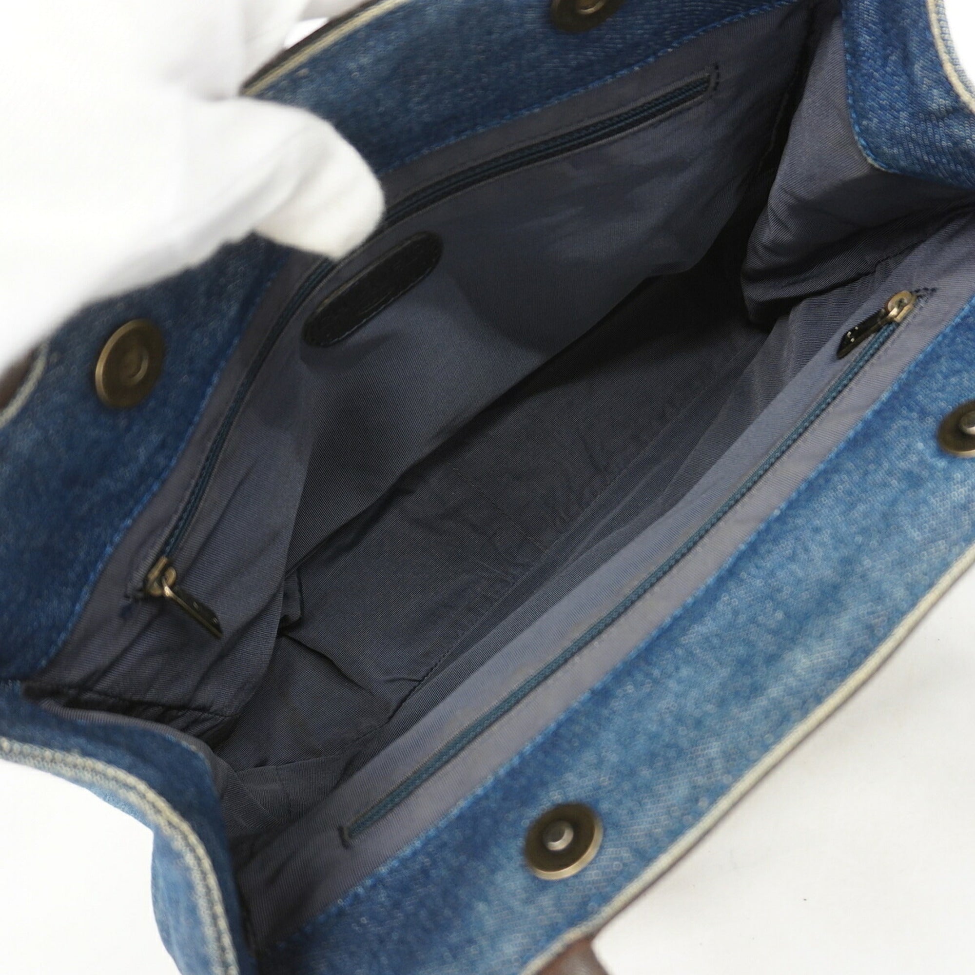 Chanel Blue Brown Denim Tote Bag (Pre-Owned)
