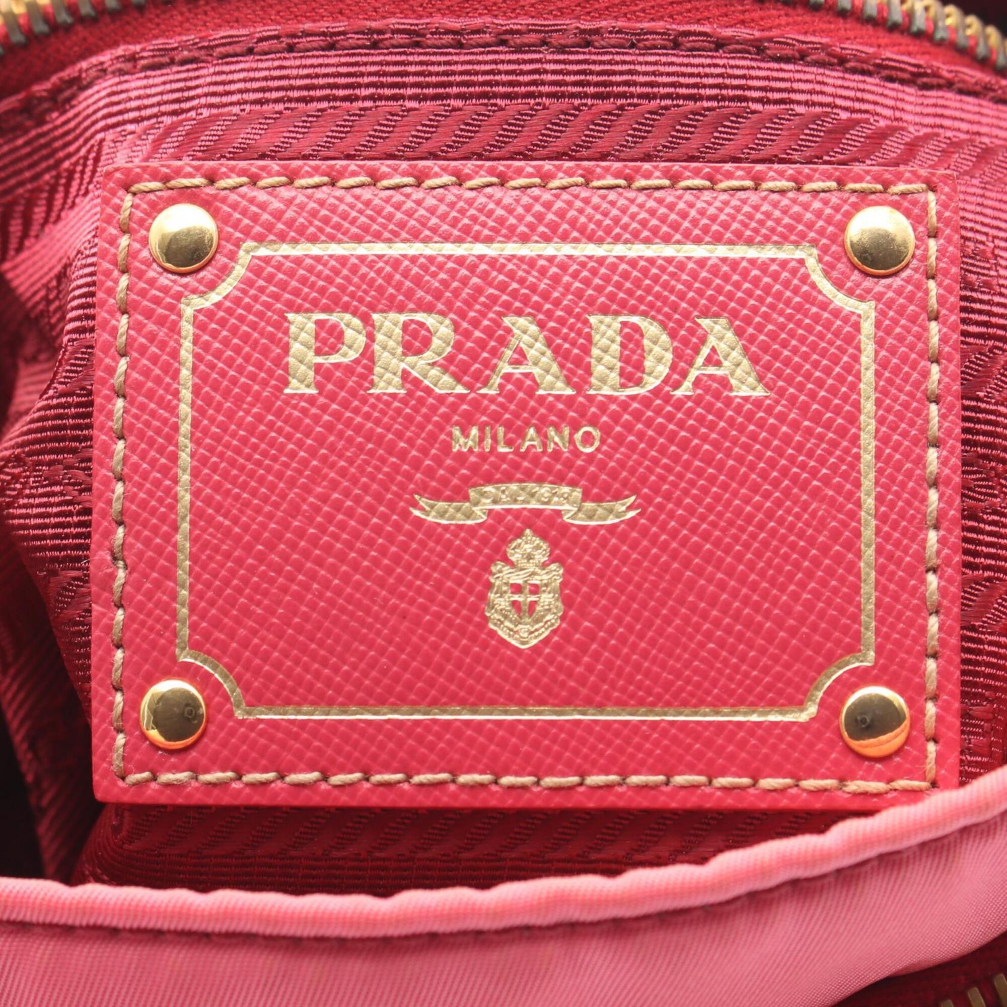 Prada Pink Nylon Leather Handbag Shoulder Bag (Pre-Owned)