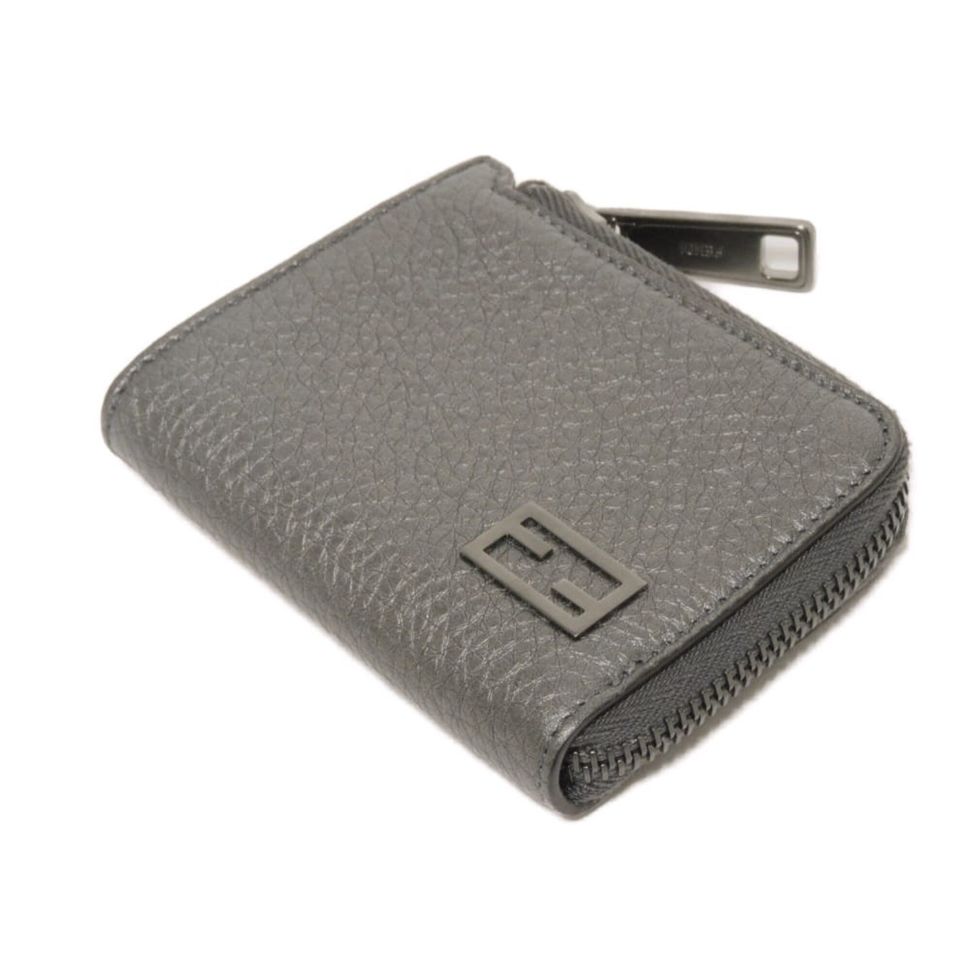 Fendi Gunmetal Metallic Gray Coin Purse/Coin Case (Pre-Owned)